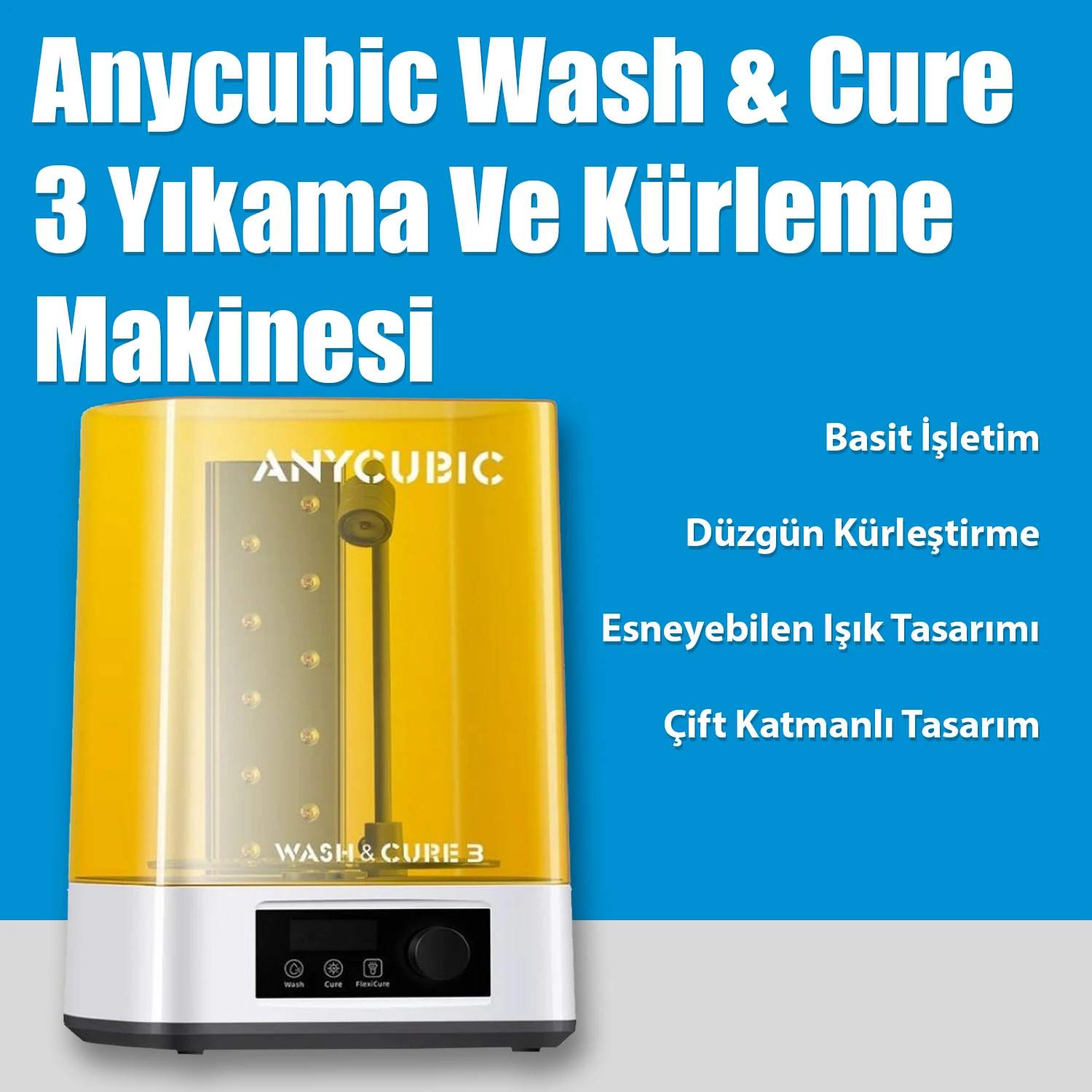 Anycubic Wash & Cure 3 Yıkama Ve Kürleme Makinesi
