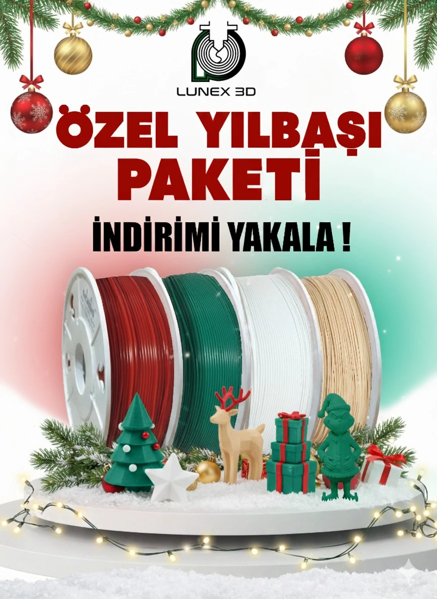 Yılbaşı Özel PLA+ Paket 2026 (Kırmızı - Yeşil - Beyaz - Ten)