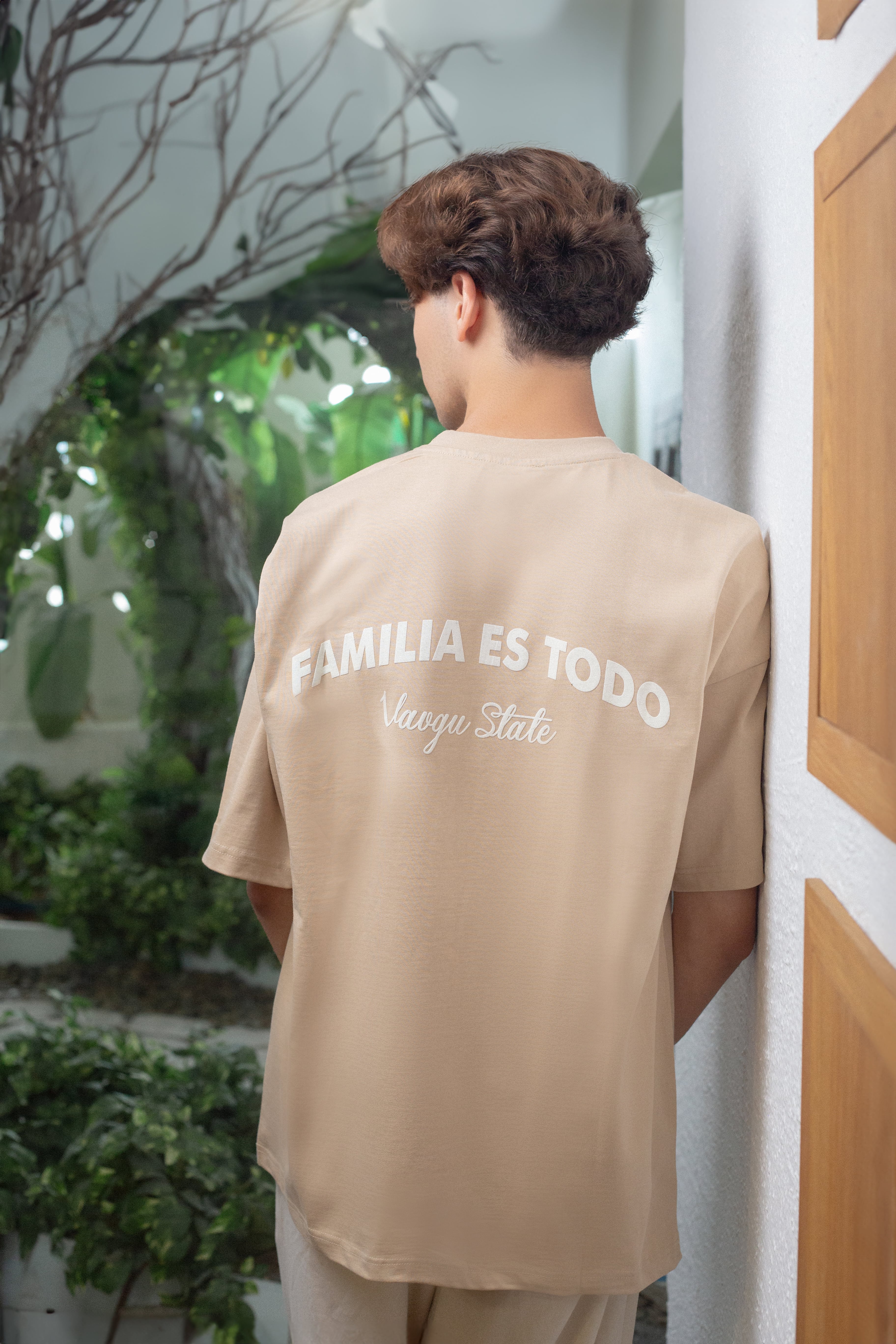 eğimli fam. t-shirt/bej