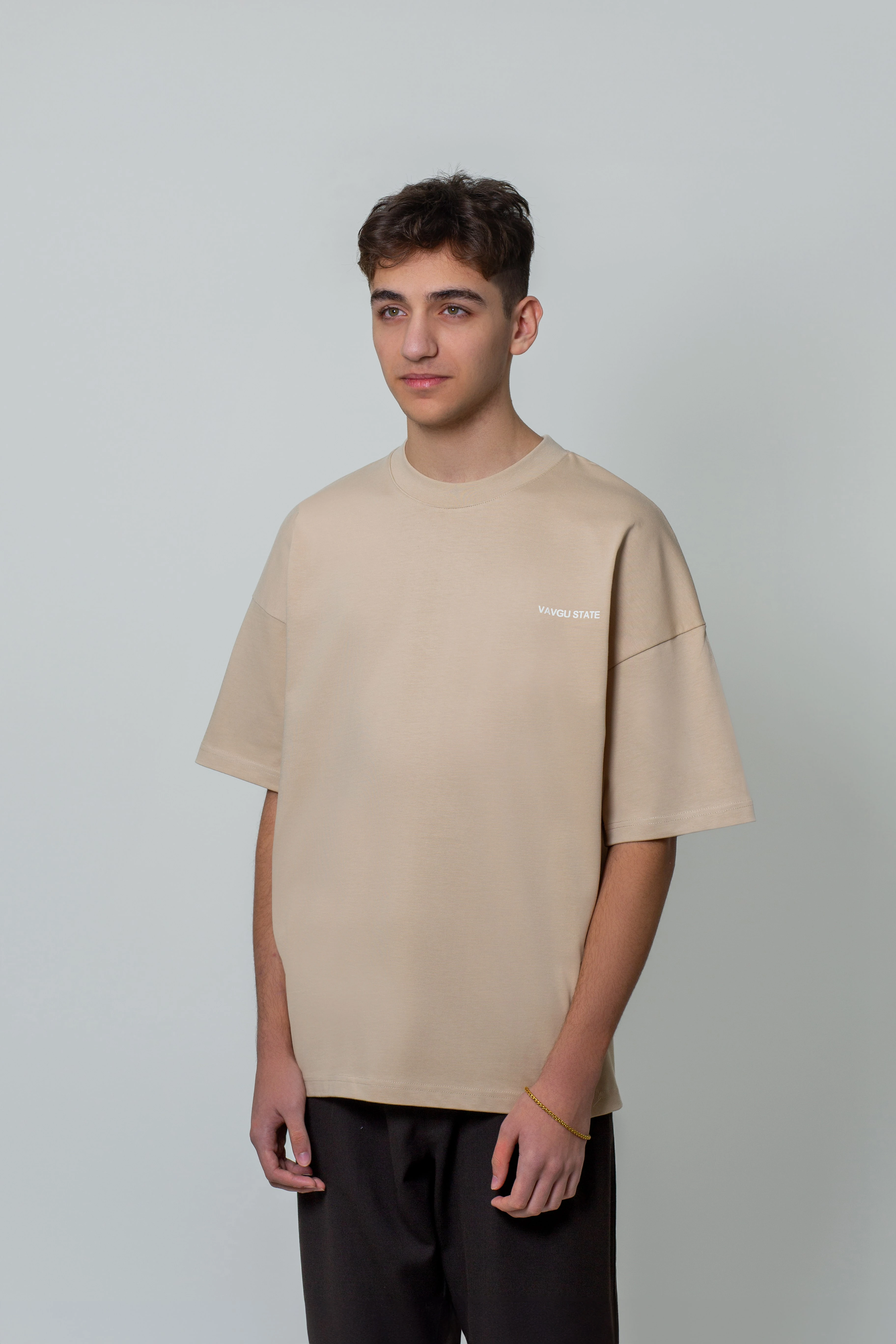 logolu basic t-shirt/bej