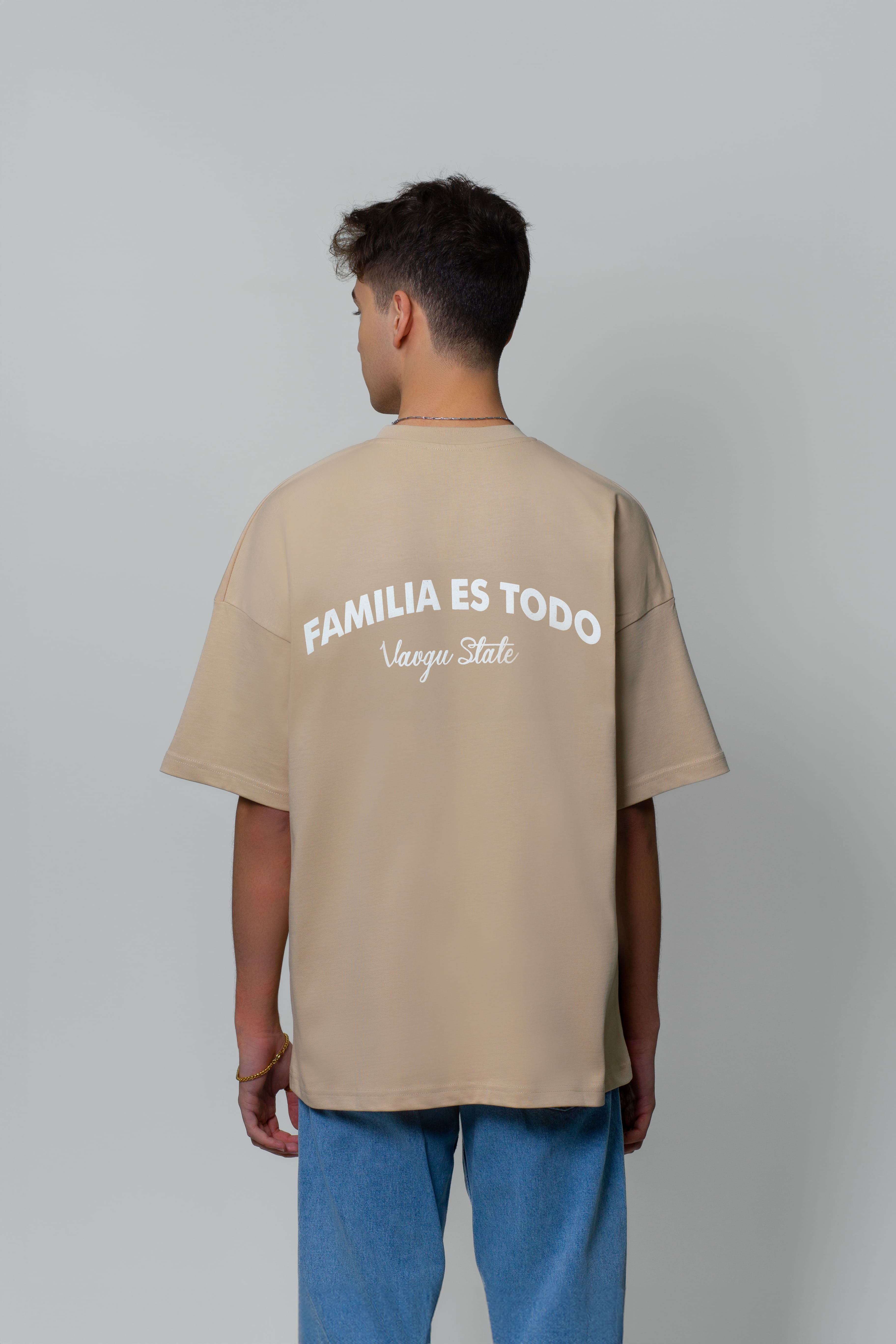 eğimli fam. t-shirt/bej