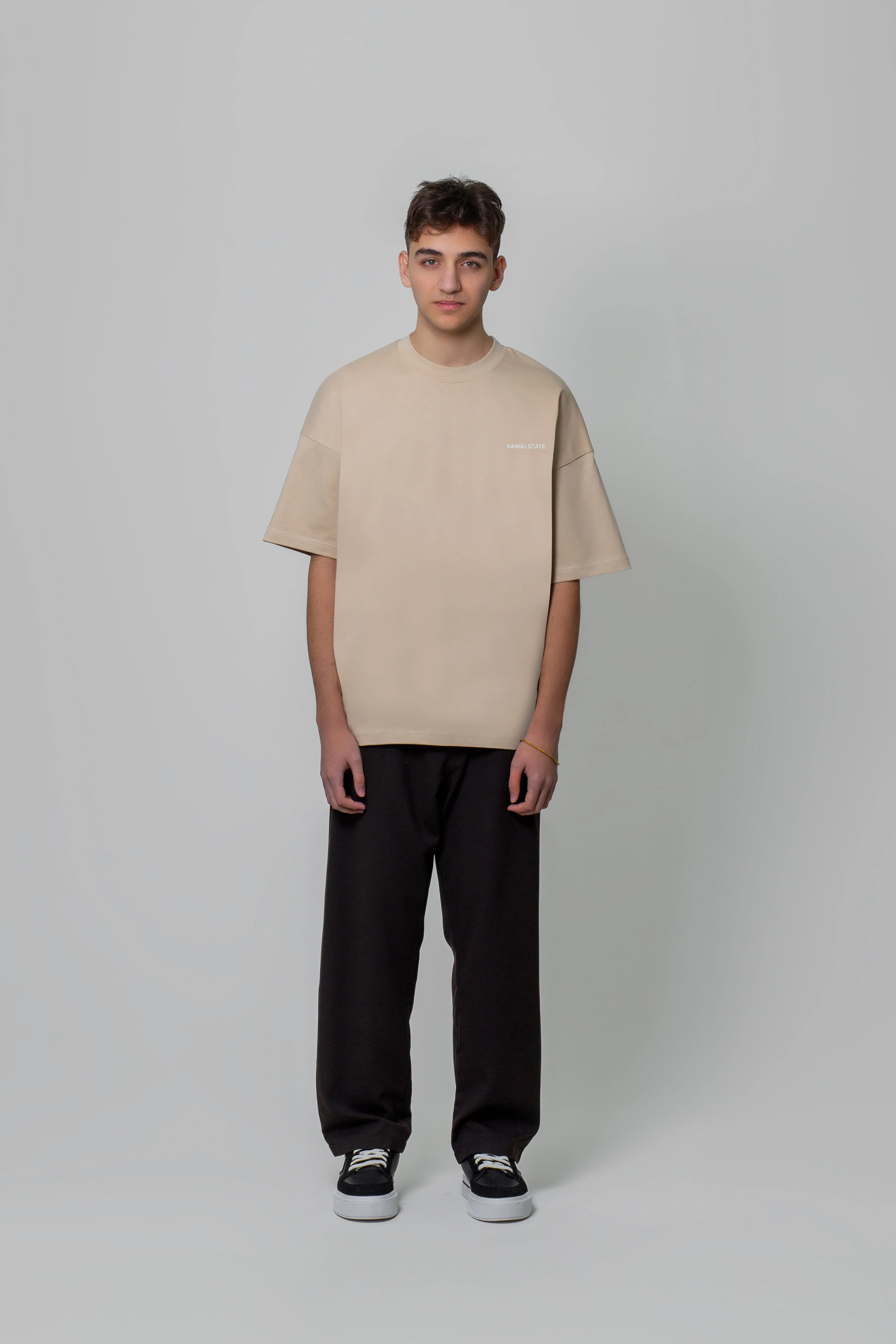 logolu basic t-shirt/bej