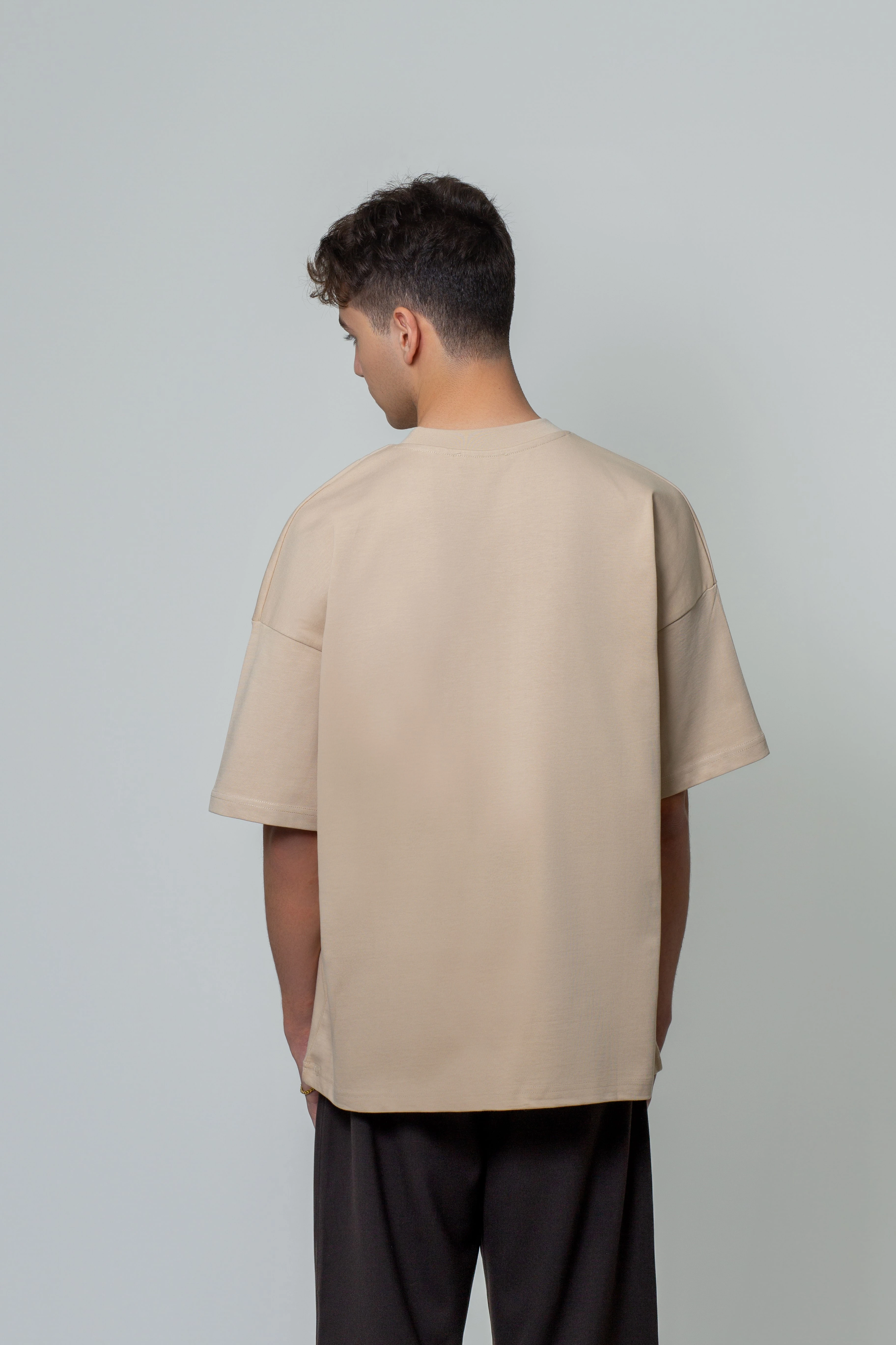 logolu basic t-shirt/bej