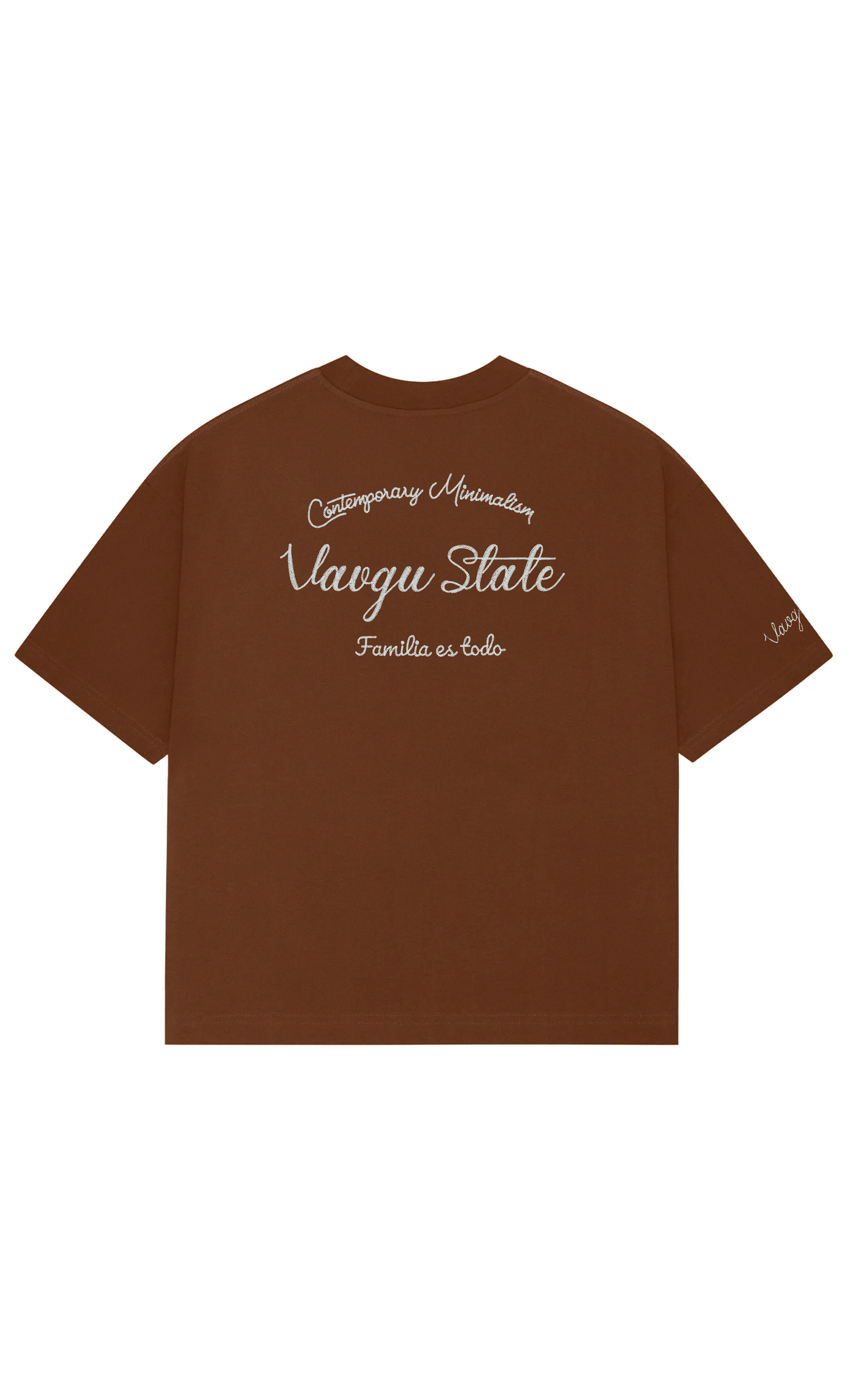 zincir nakış t-shirt/kahve