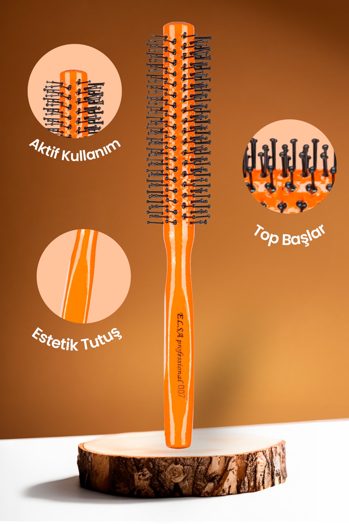Professional 007S-O Turuncu Erkek Saç Fırçası