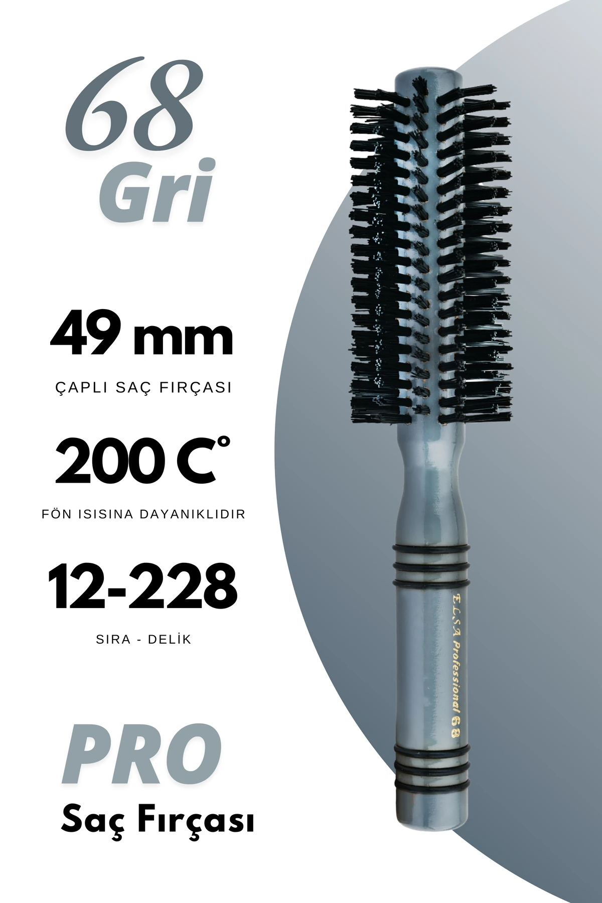 Professional 68 Gri Saç Fön Fırçası