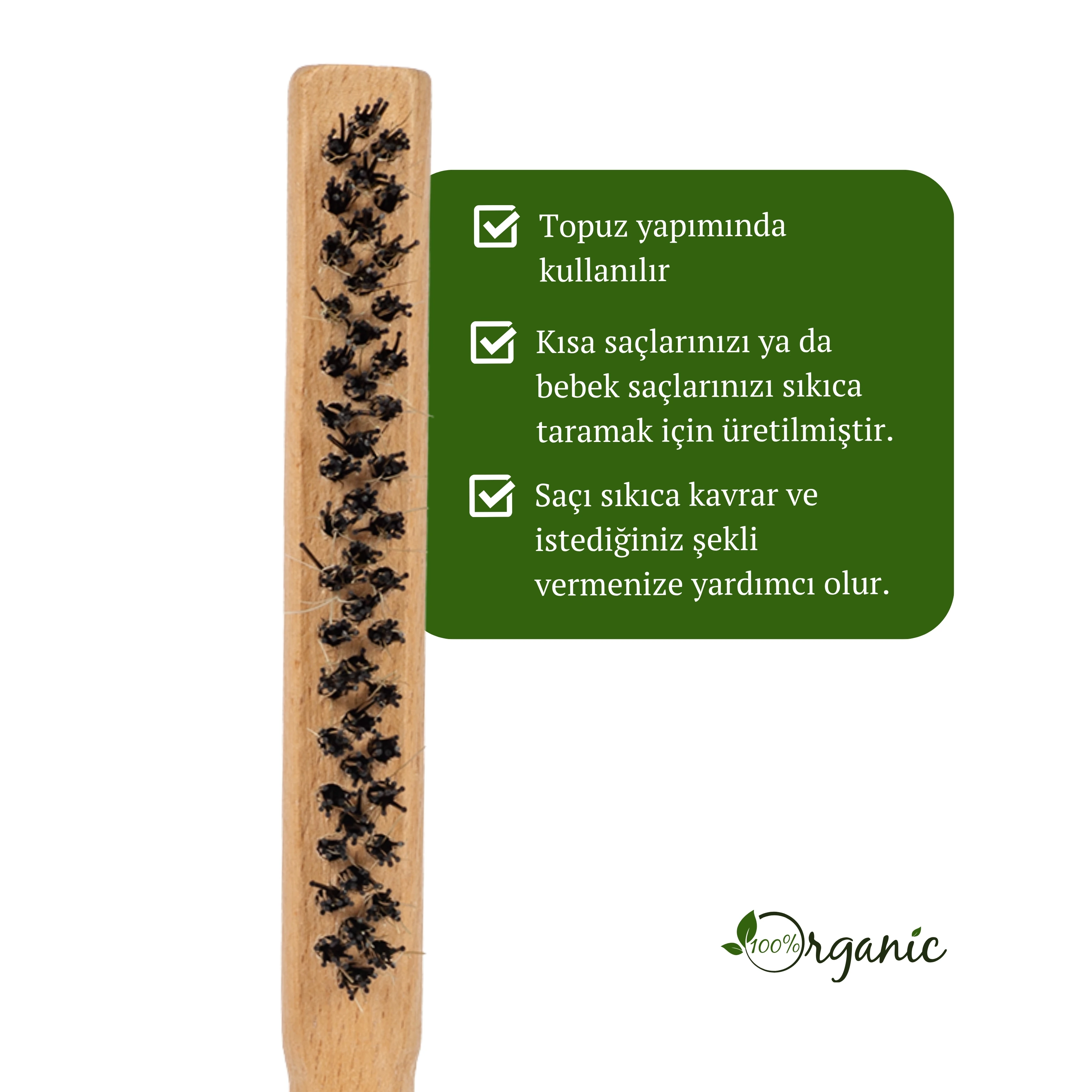 Professional Hair Wax Stick 75gr - Saç Sabitleyici ve Organik Topuz Fırçası 2'li Set