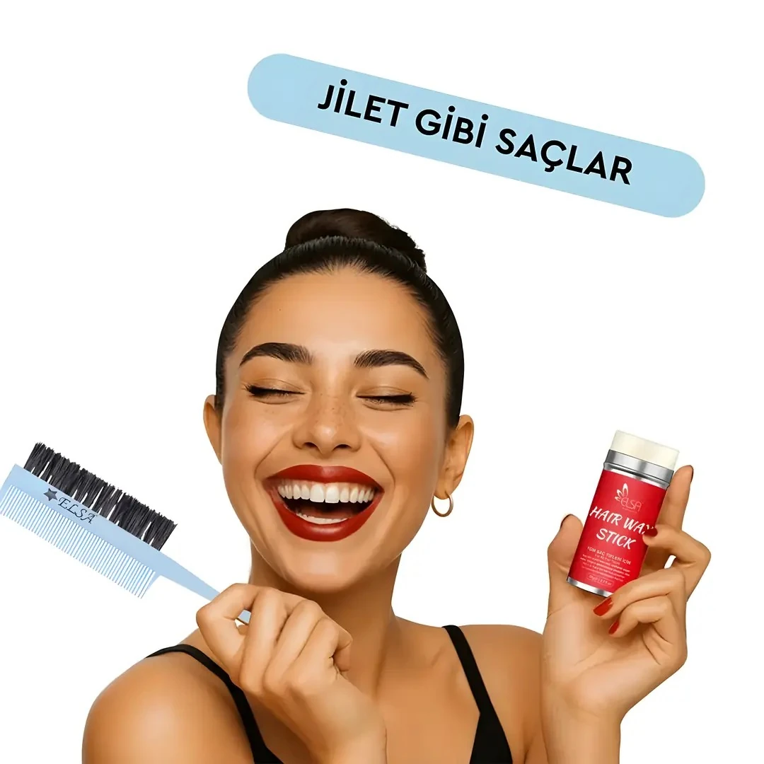 Professional Hair Wax Stick 75gr - Saç Sabitleyici ve 3 in 1 Topuz Fırçası 2'li Set