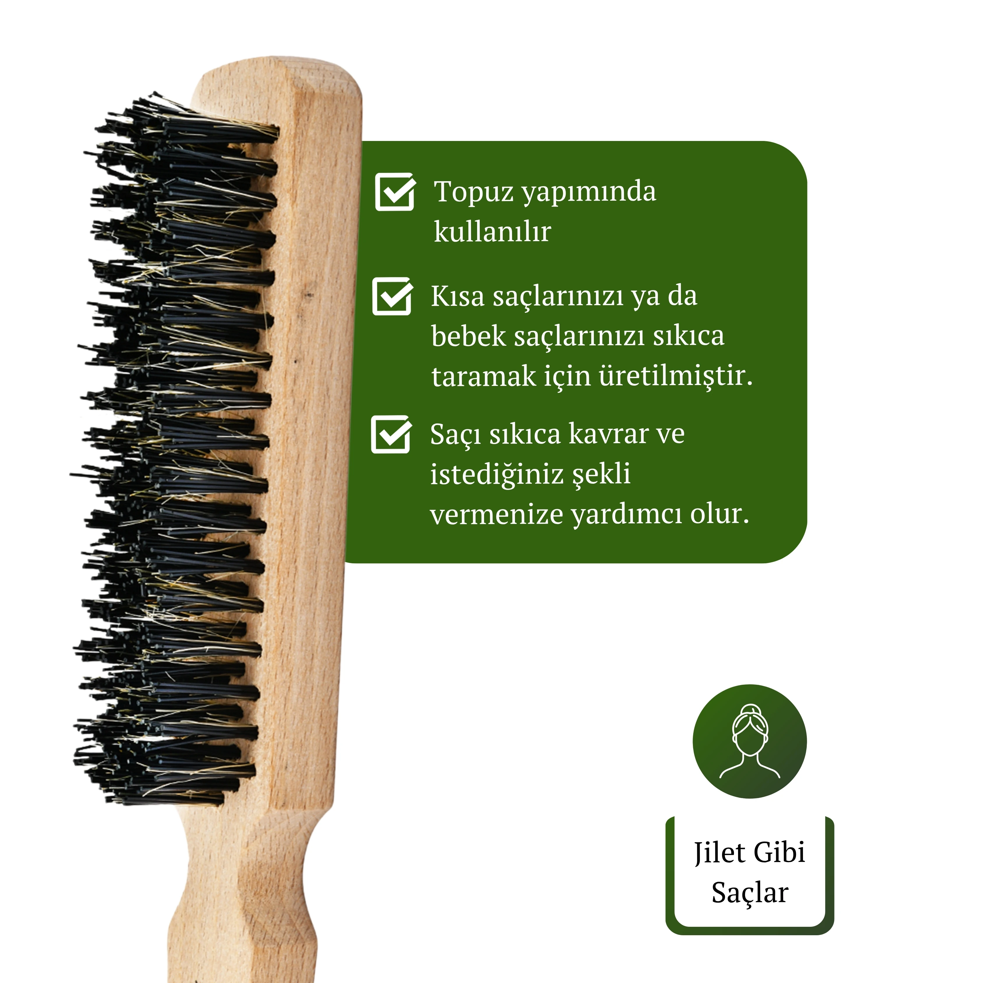 Professional Hair Wax Stick 75gr - Saç Sabitleyici ve 131 Organik Topuz Fırçası 2'li Set