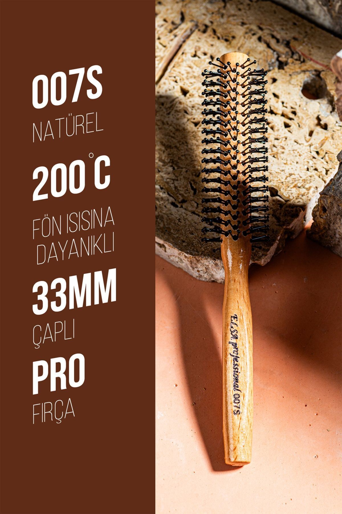 Professional 4X Erkek Saç Fırçası Natürel