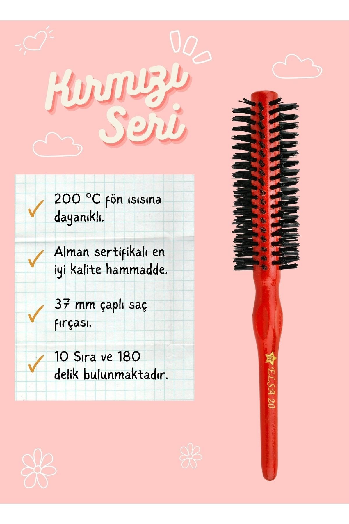 Professional 20 Kırmızı Saç Fırçası
