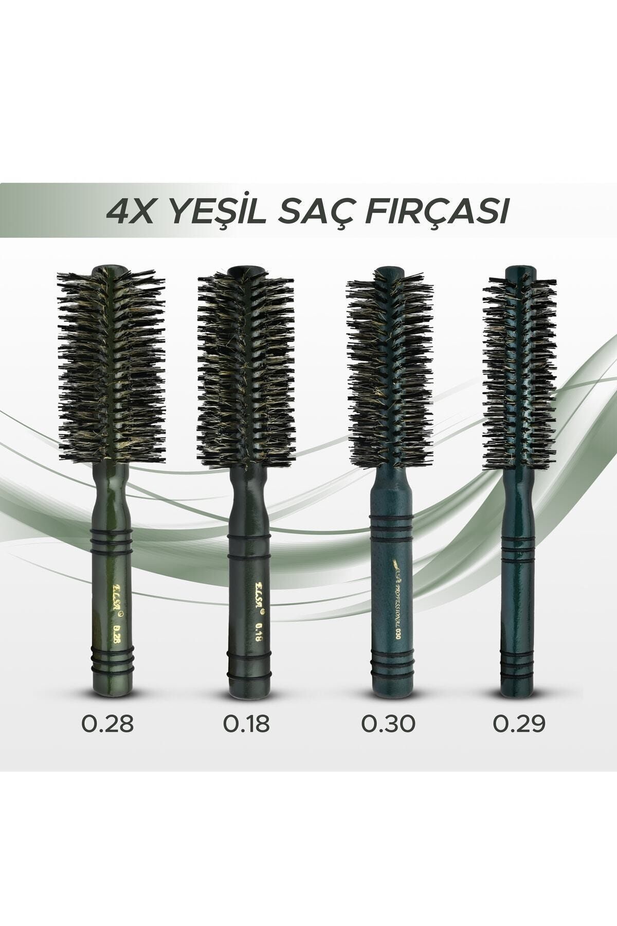 Professional 4'lü Yeşil Saç Fırçası Serisi