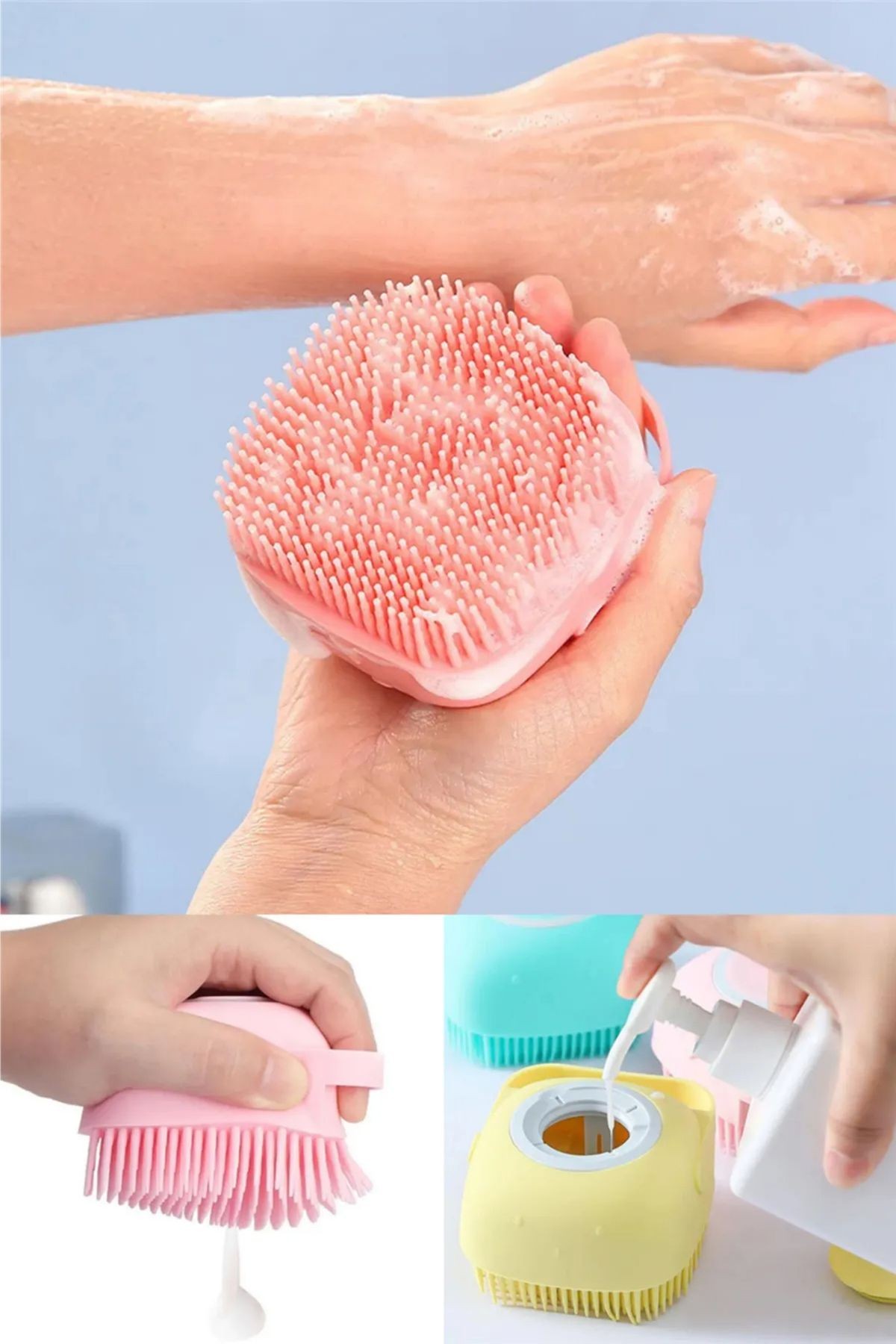 Professional Yumuşak Silikon Malzemeli Esnek Jel Hazneli Masaj Fon Etkili Banyo Vücut Temizleme