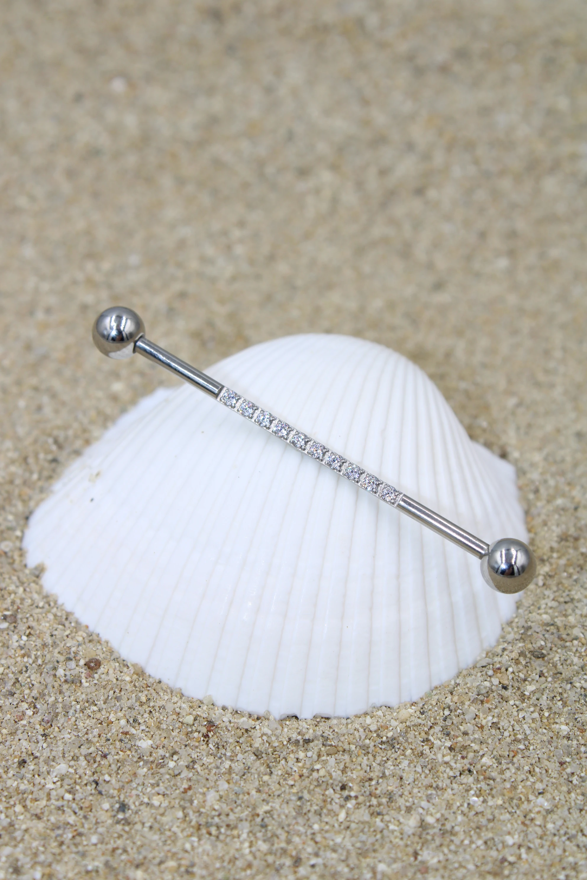 Çelik Piercing Zirkon Taşlı Köprü Industrial - Silver