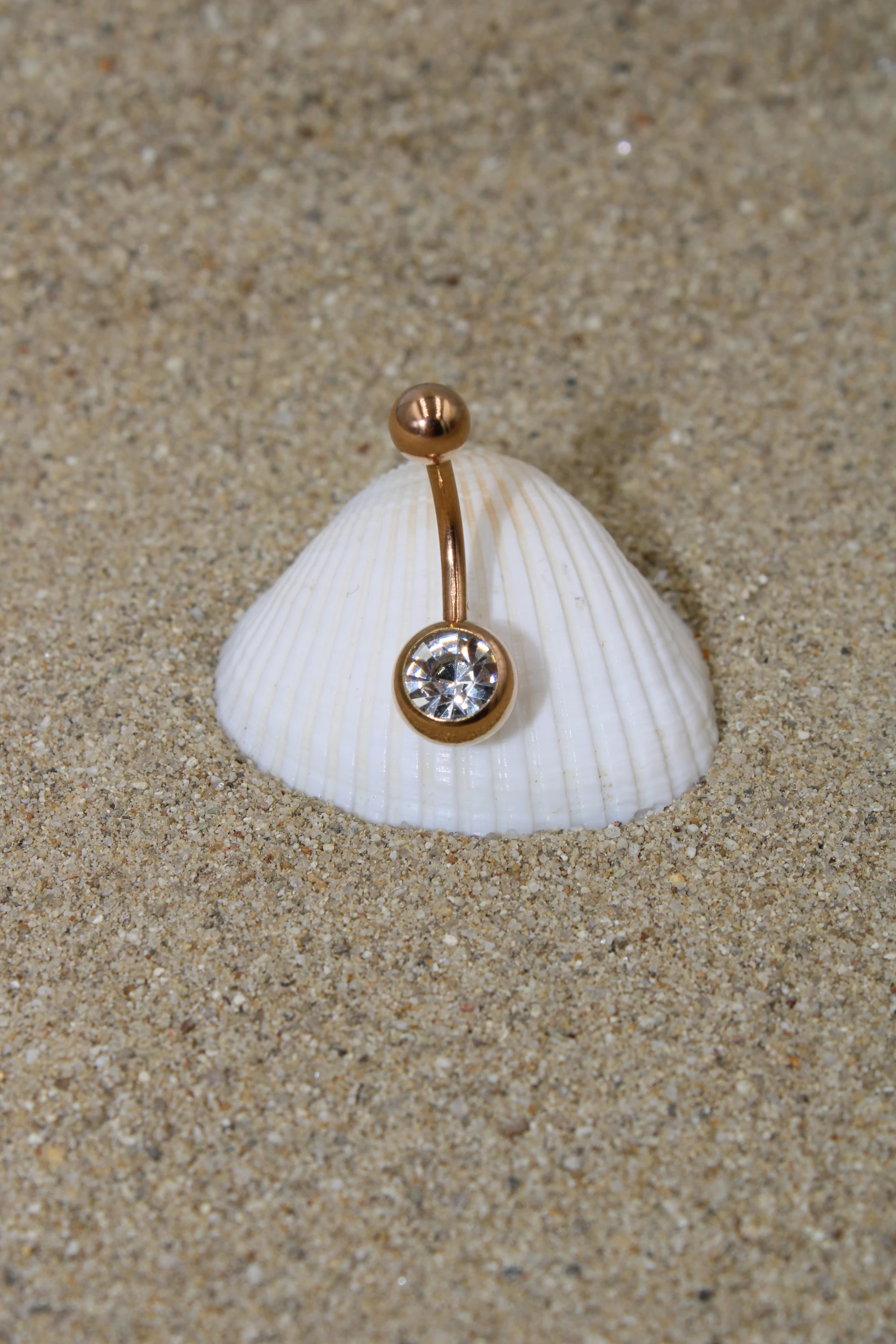 Çelik Piercing Zirkon Taşlı Göbek - Rose