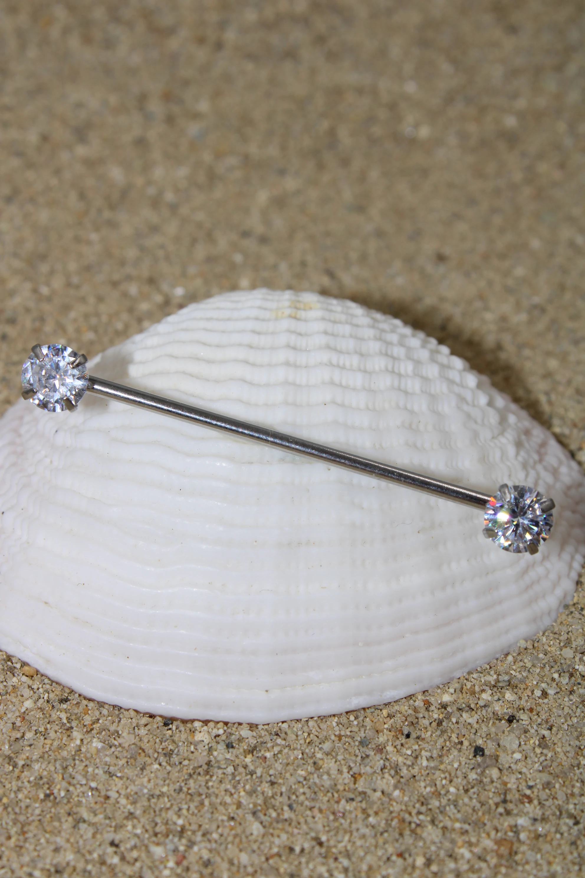 Çelik Piercing Zirkon Taşlı Köprü Industrial - Silver