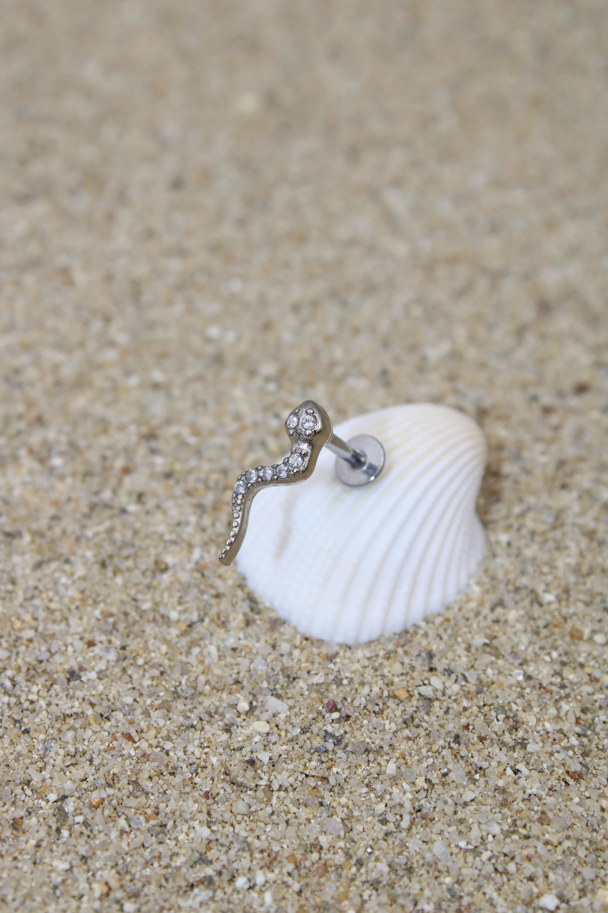 Çelik Piercing Zirkon Taşlı