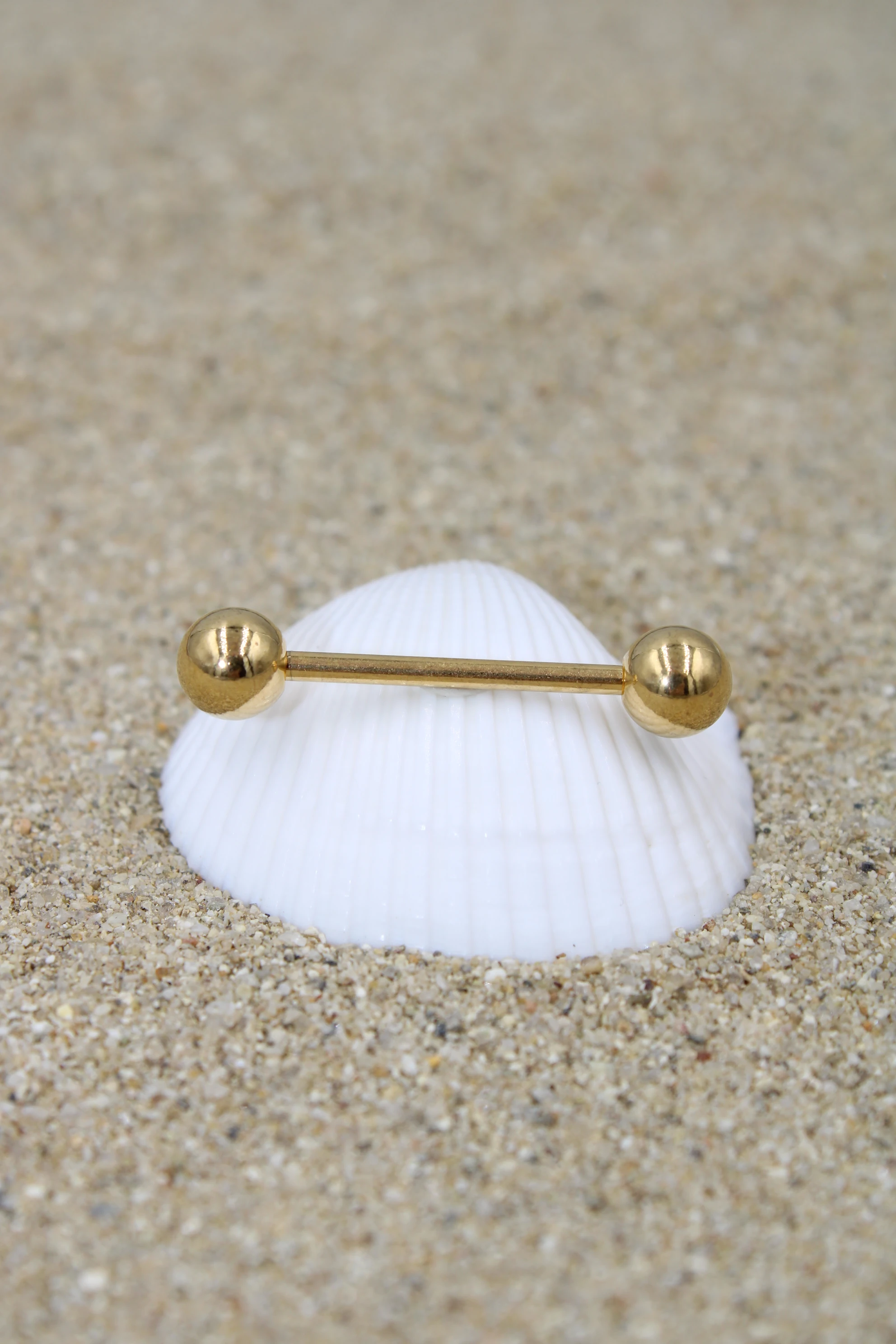 Çelik Dil Piercing Top Çap 6 mm - Gold