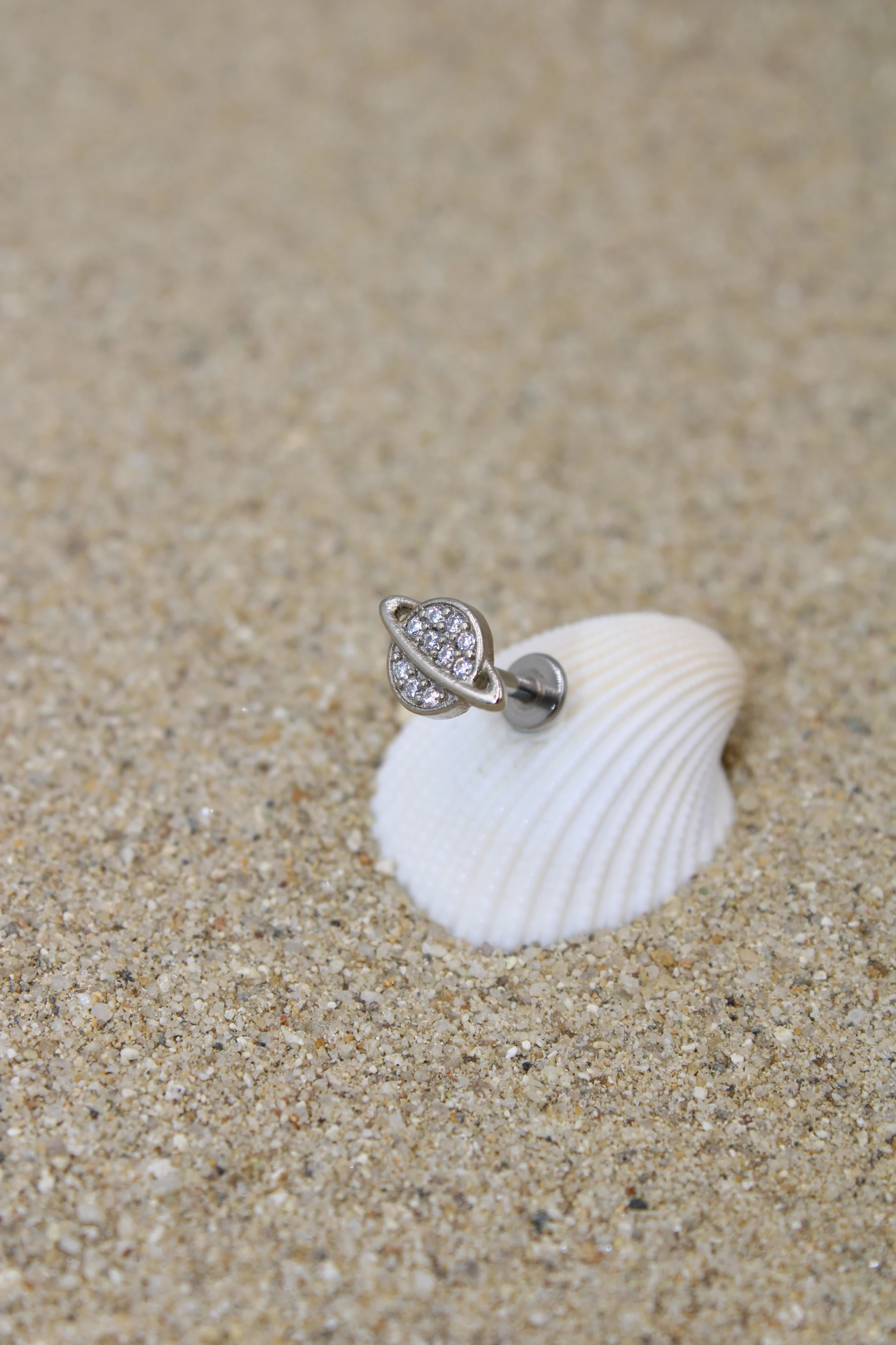 Çelik Piercing Zirkon Taşlı - Silver