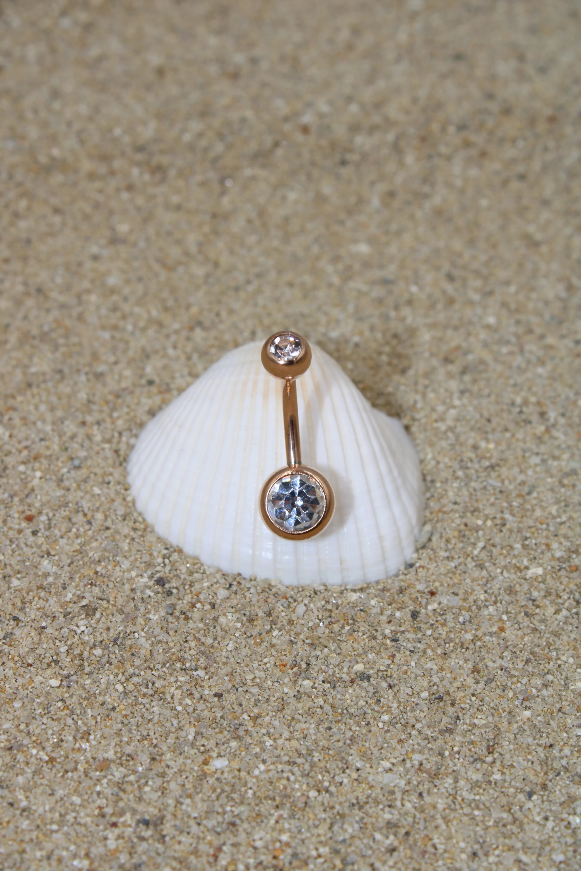 Çelik Piercing Zirkon Taşlı Göbek - Rose