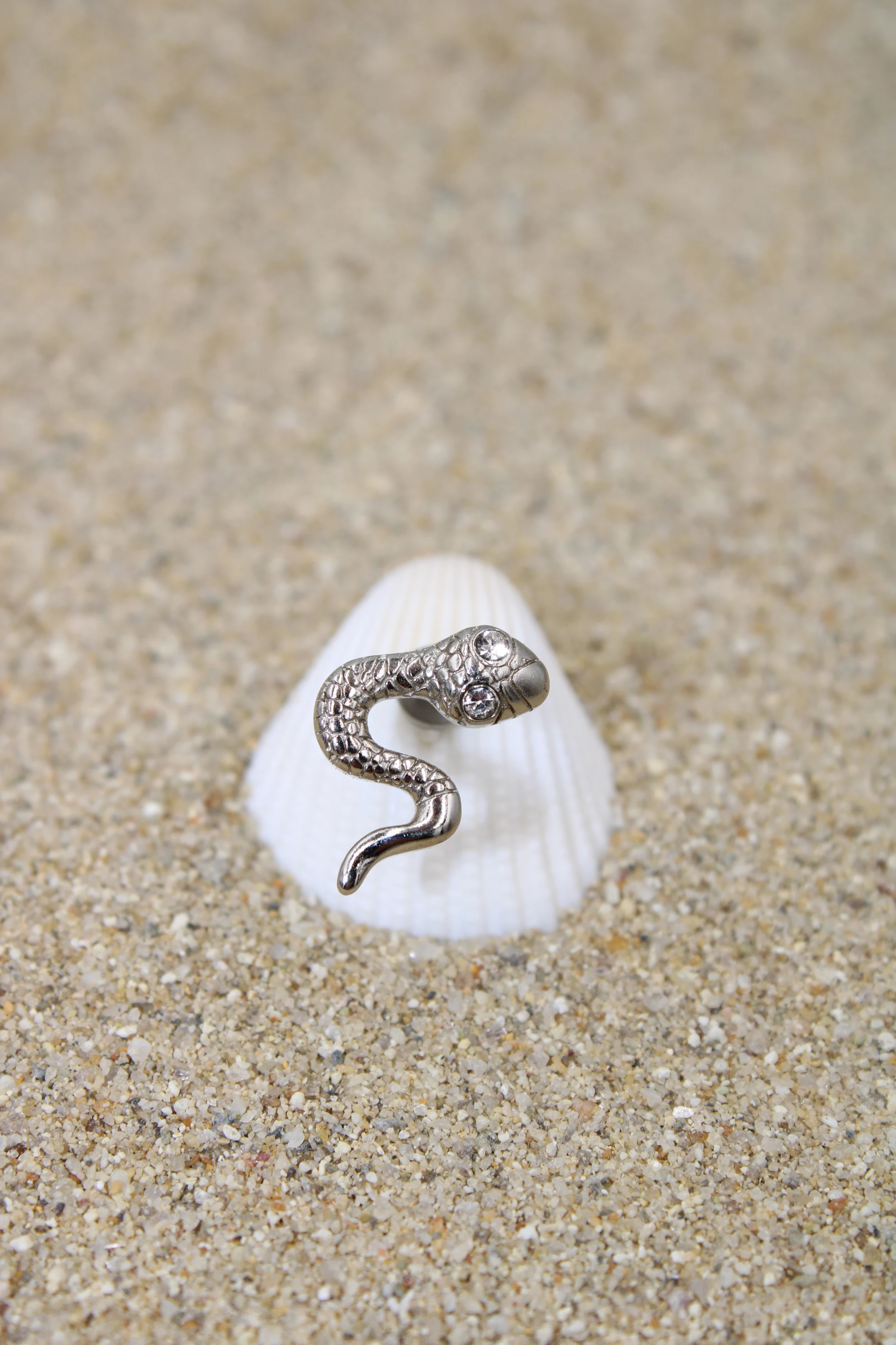 Çelik Piercing Zirkon Taşlı - Silver