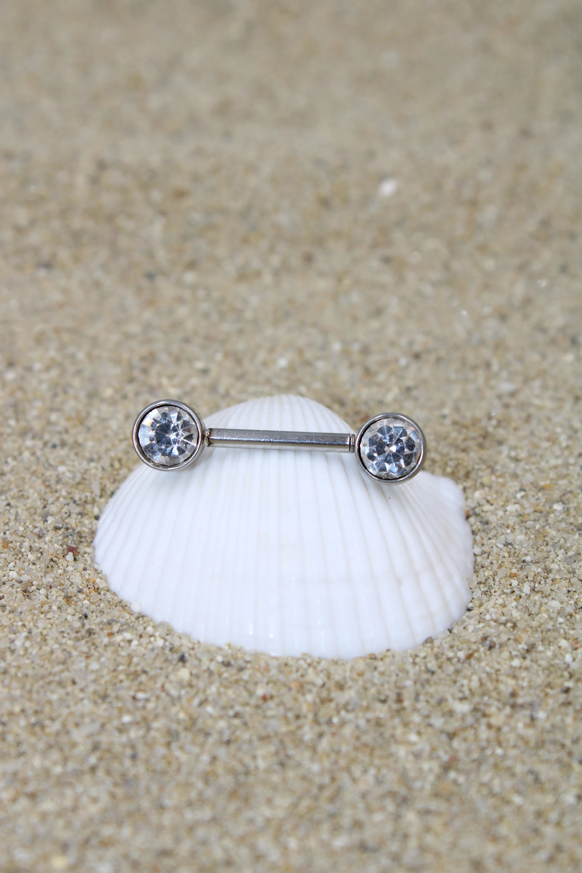 Çelik Piercing Zirkon Taşlı Nipple Meme Ucu - Silver