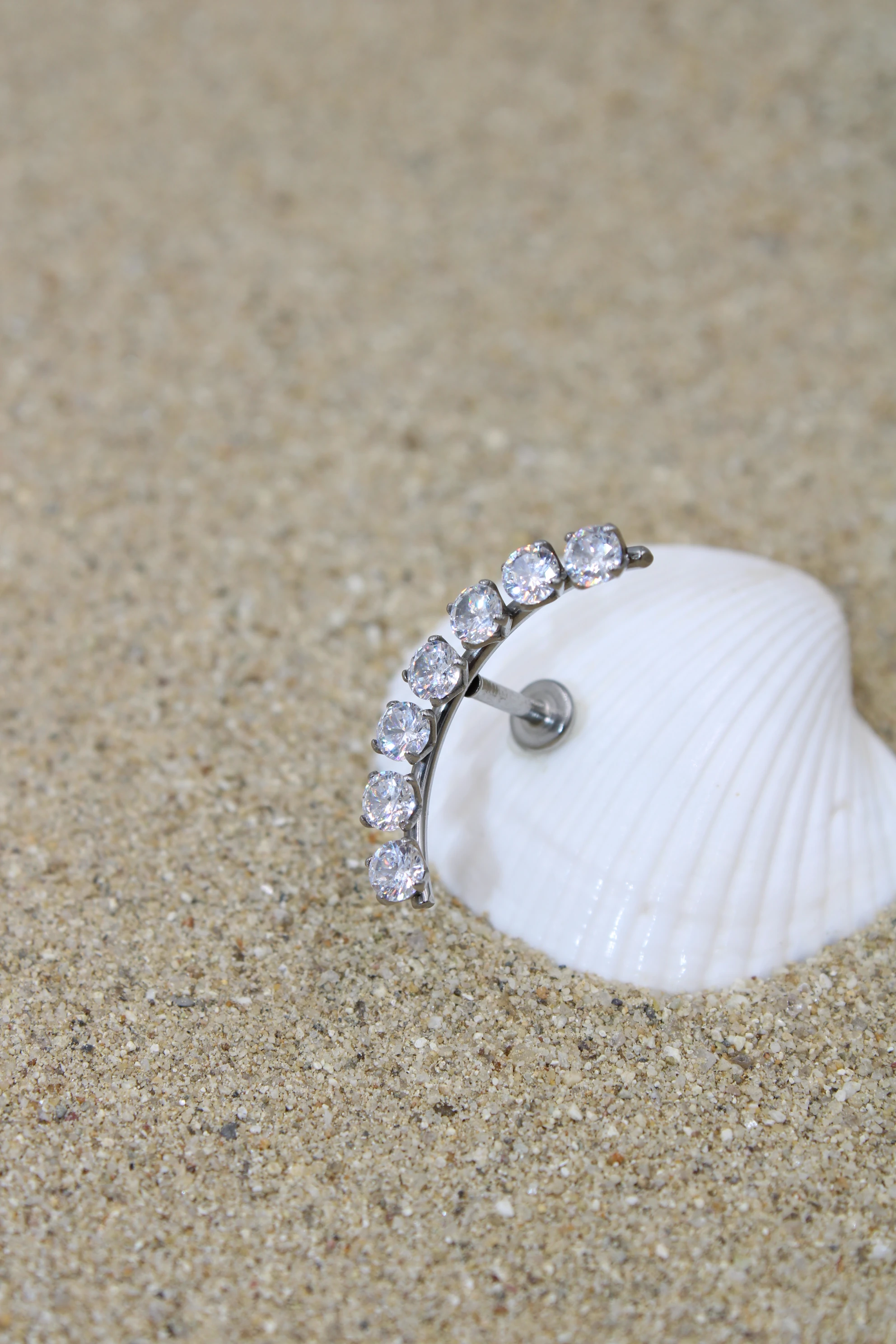 Çelik Piercing Zirkon Taşlı