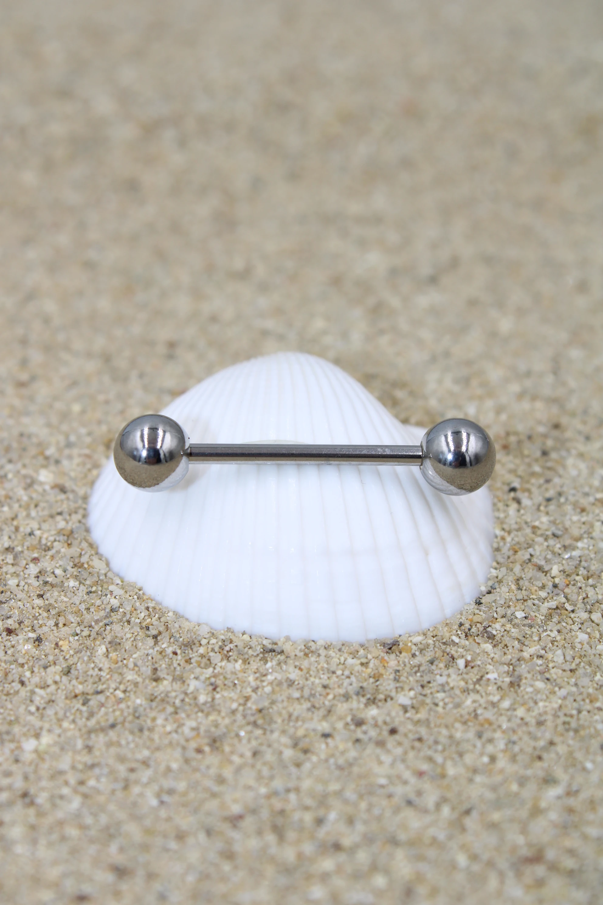 Çelik Dil Piercing Top Çap 6 mm - Silver