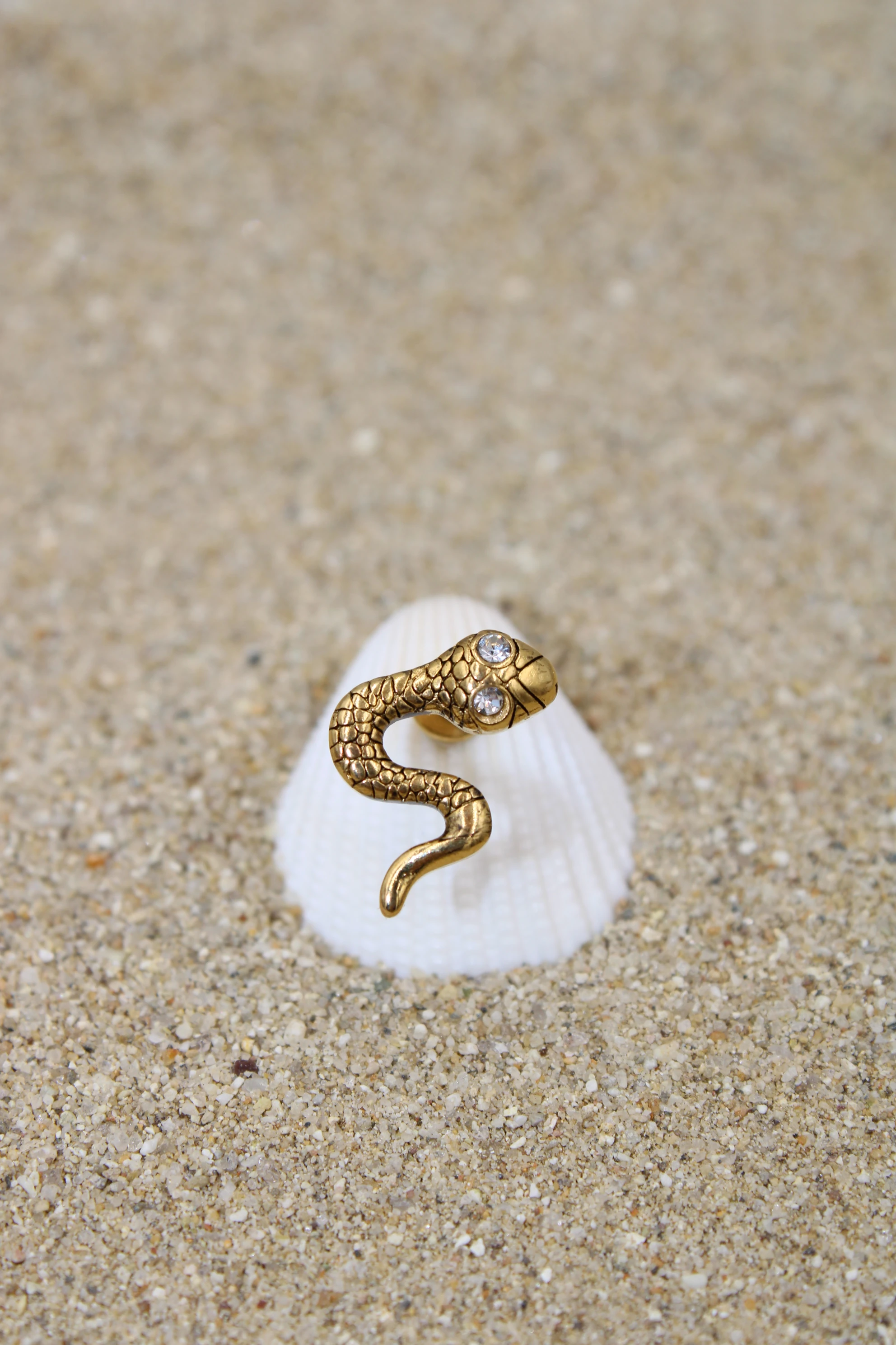 Çelik Piercing Zirkon Taşlı - Gold