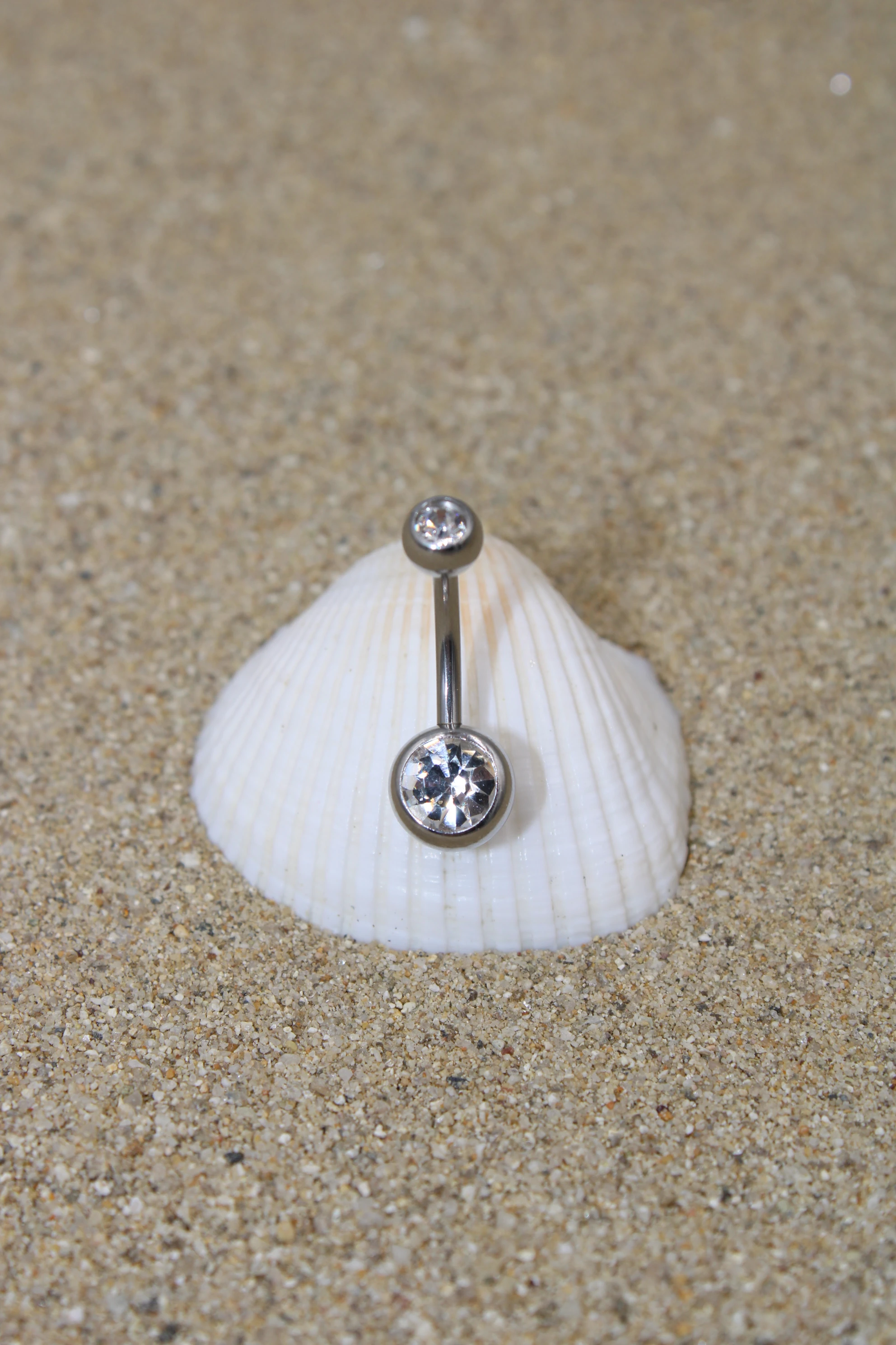 Çelik Piercing Zirkon Taşlı Göbek - Silver