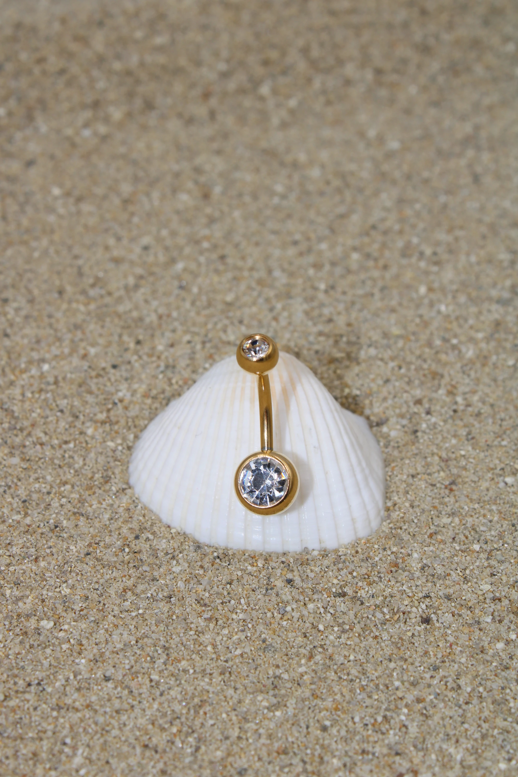 Çelik Piercing Zirkon Taşlı Göbek - Gold