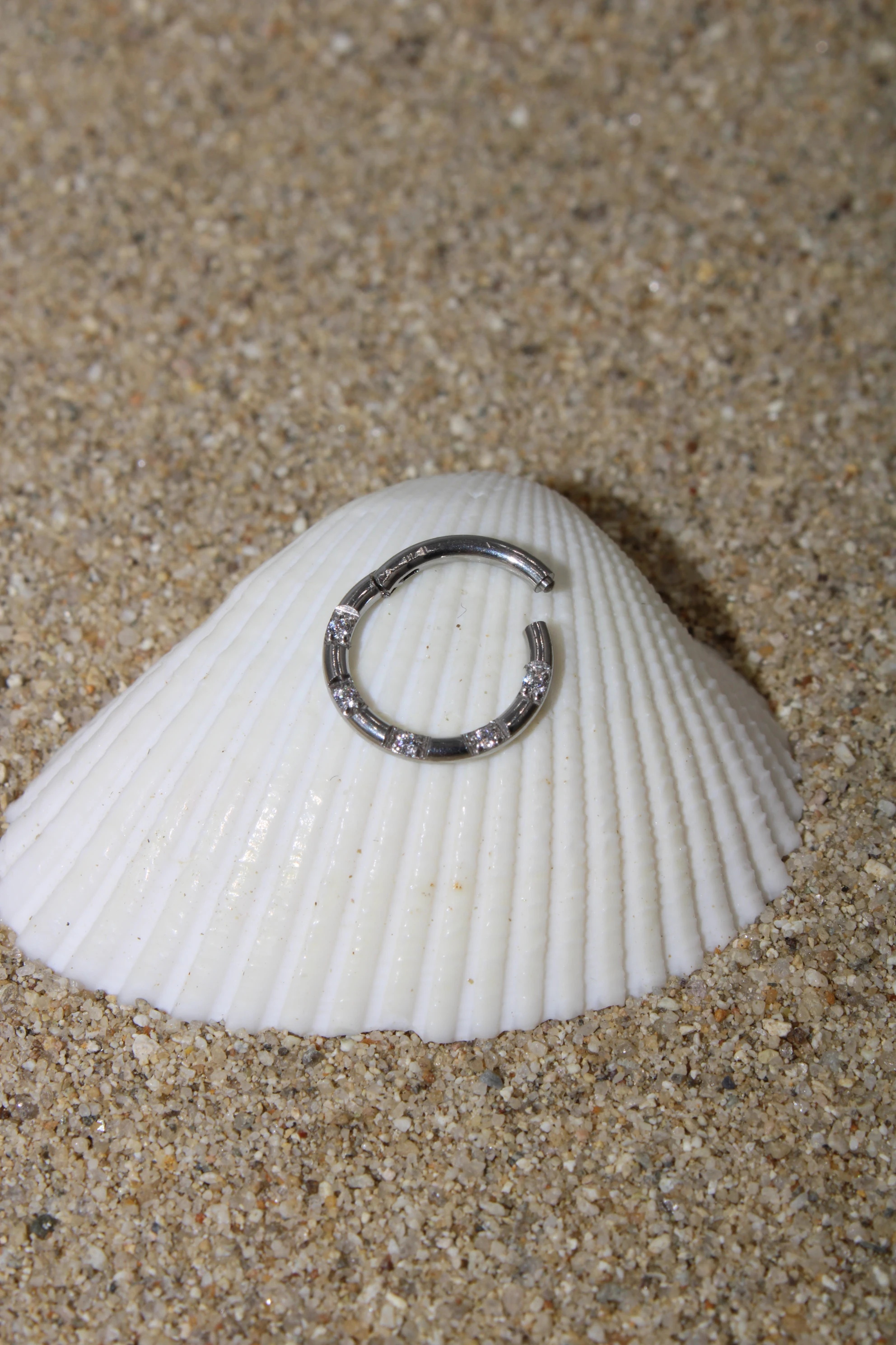 Çelik Piercing Kilitli Zirkon Taşlı Halka