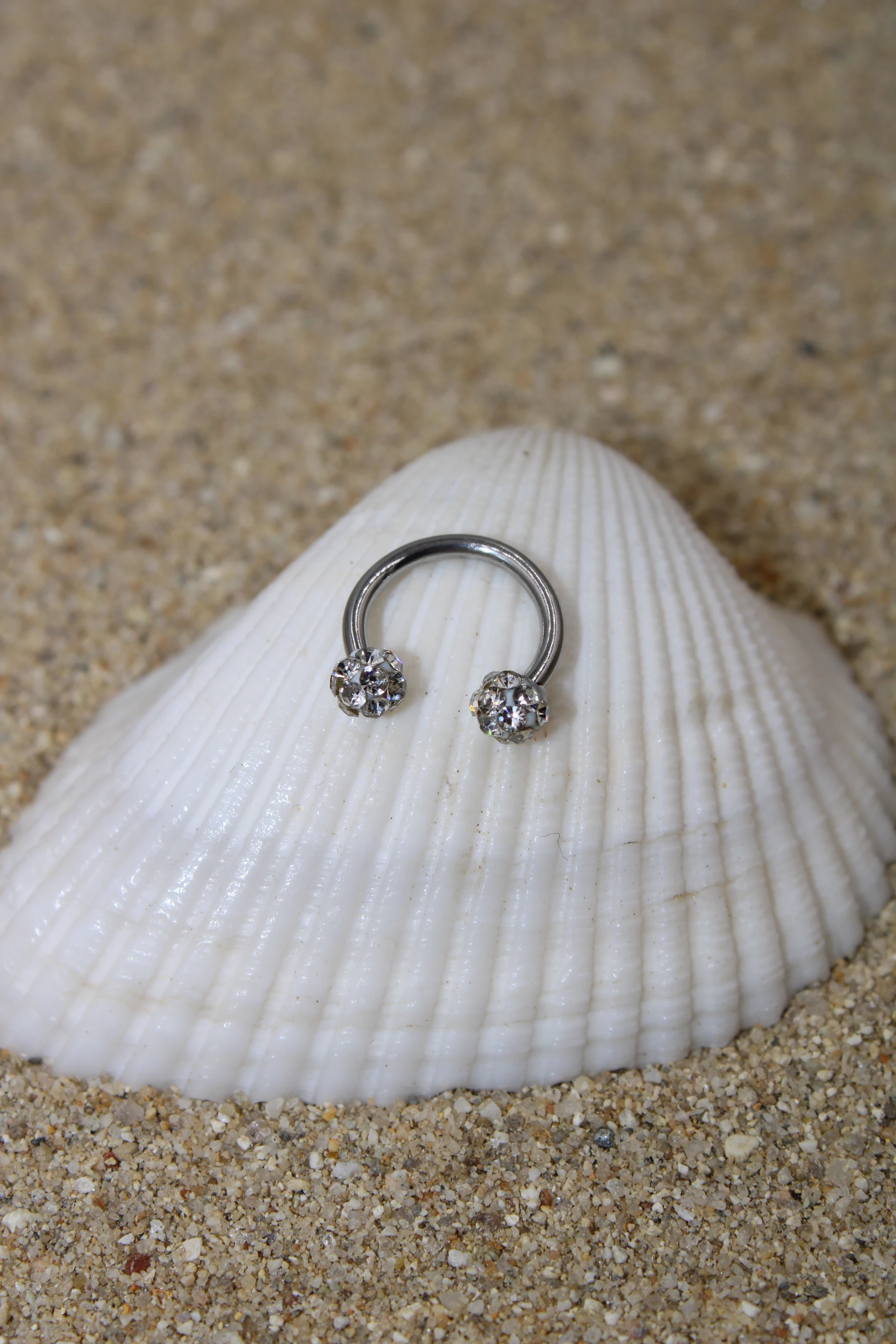 Çelik Piercing Zirkon Taşlı Şambala Halka - Silver