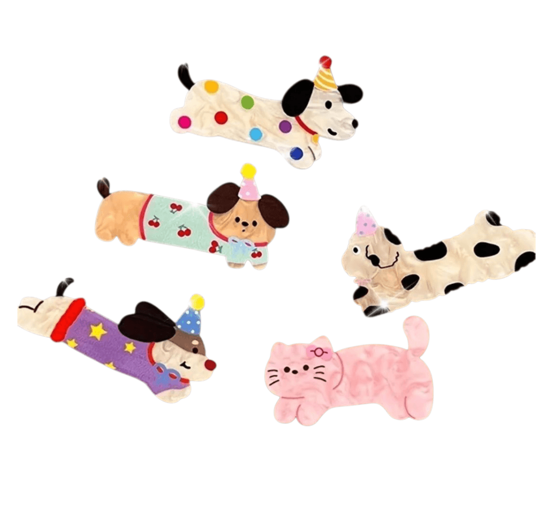 Kedi ve Köpek Figürlü 2'li Saç Klipsleri