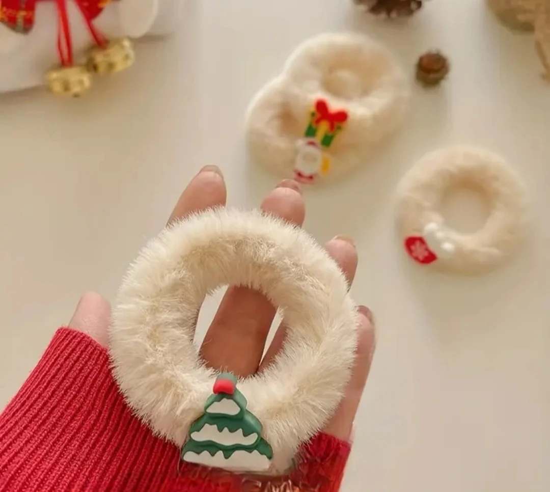 Noel Temalı Peluş Lastik Toka