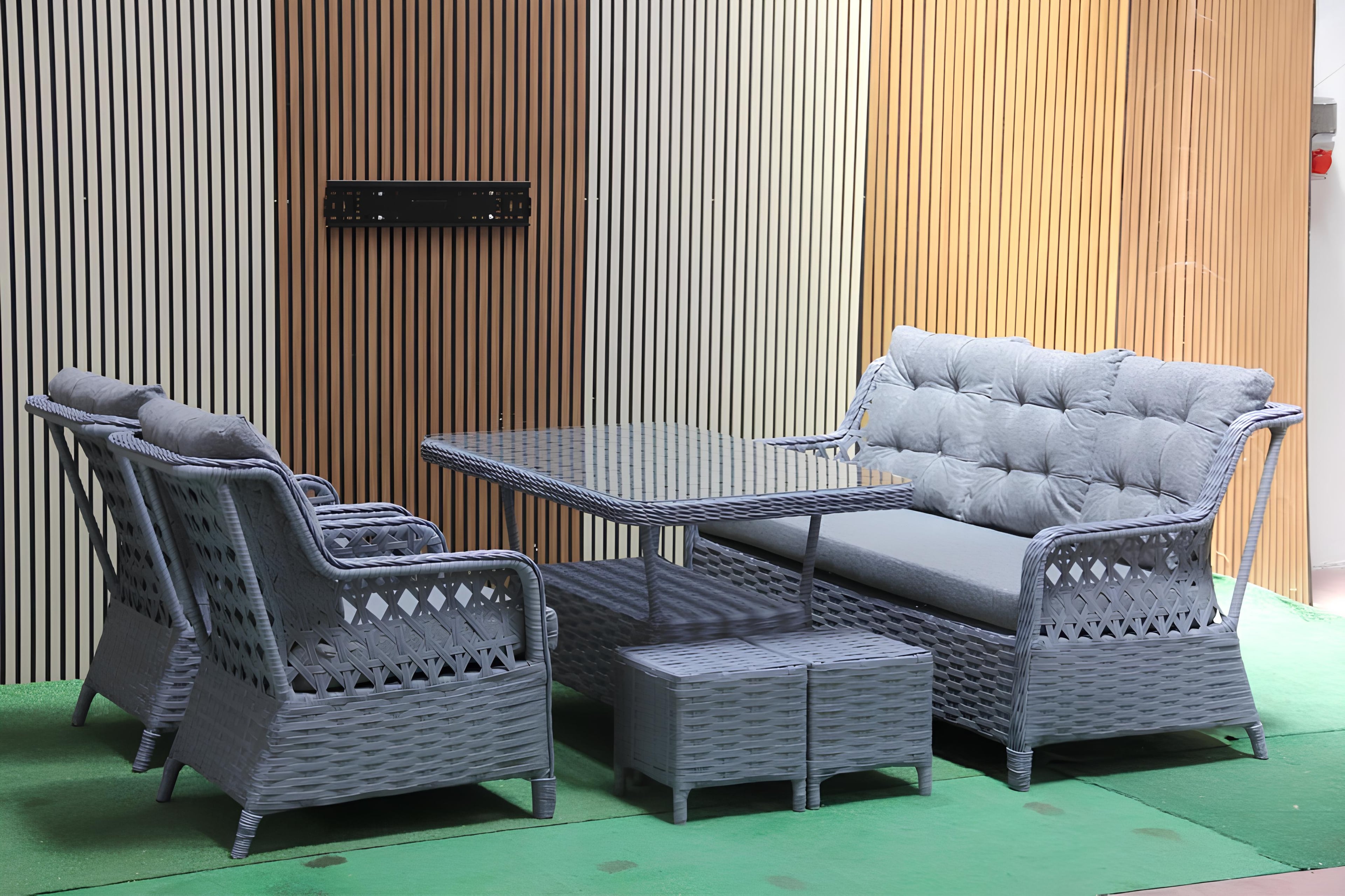 Kapadokya Rattan Bahçe Mobilyası Bahçe Takımı Oturma Grubu 7 Kişilik (Galvaniz İskelet)
