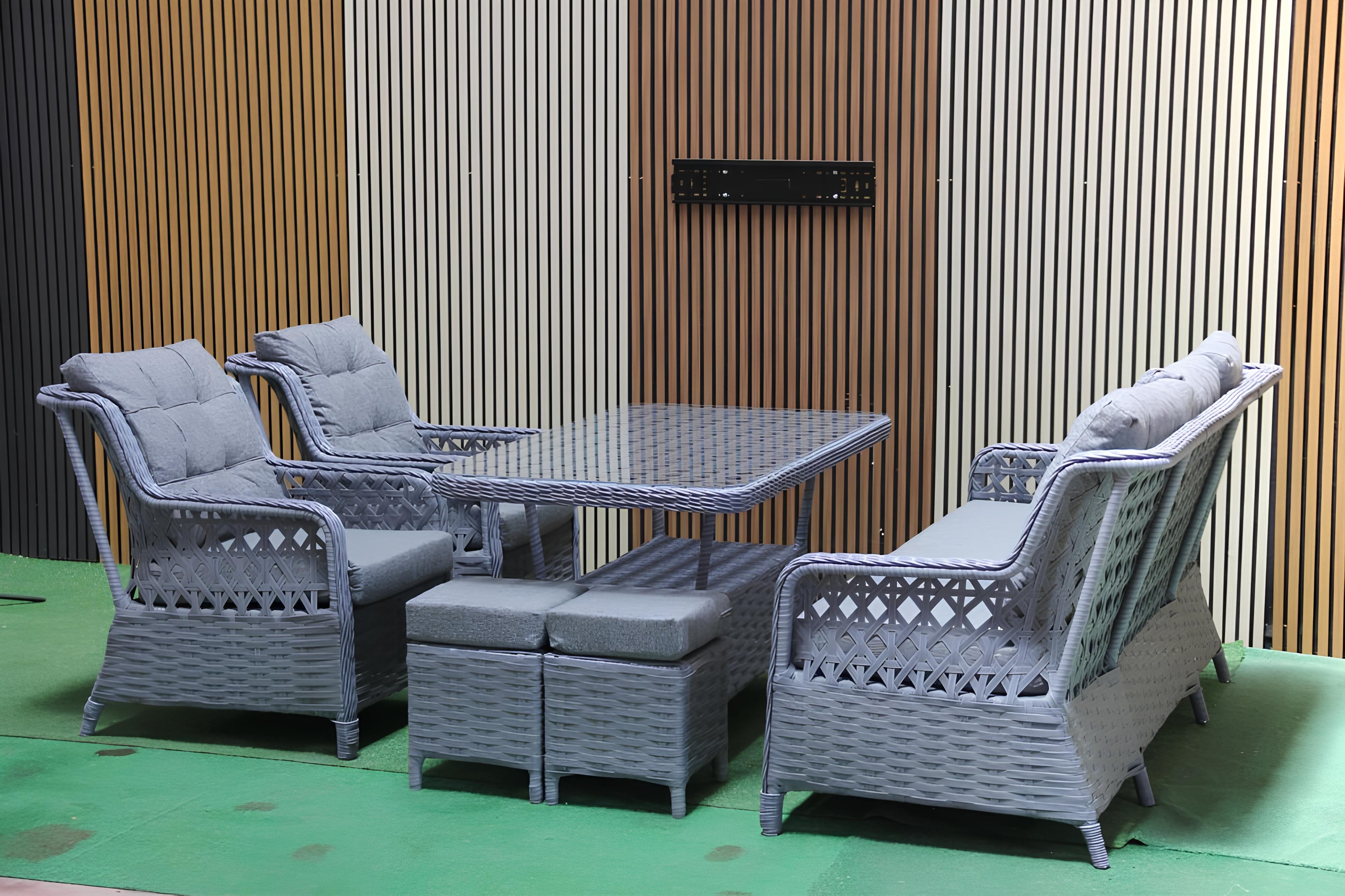 Kapadokya Rattan Bahçe Mobilyası Bahçe Takımı Oturma Grubu 7 Kişilik (Galvaniz İskelet)