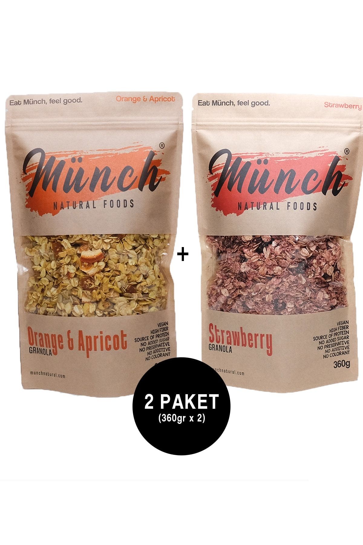 2'li Paket Portakallı Kayısılı Granola Ve Çilekli Granola 360gr X 2