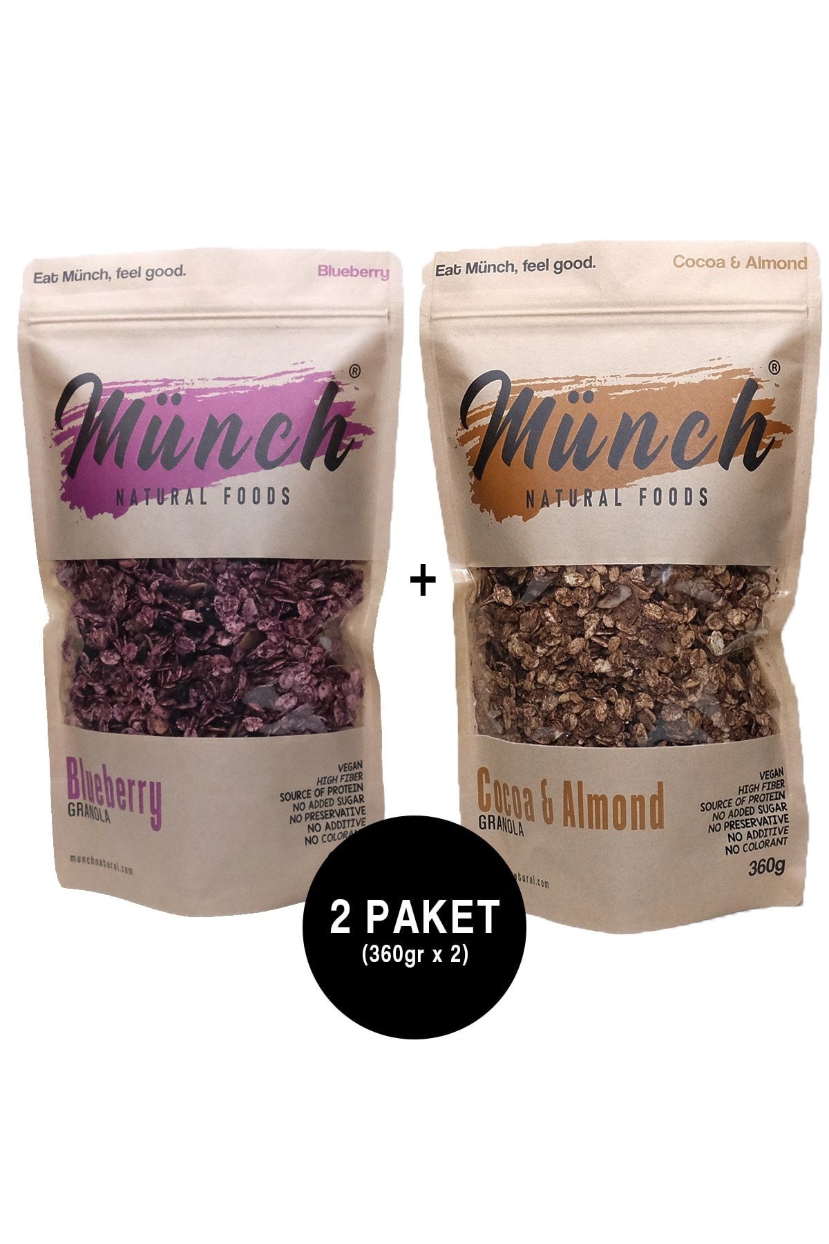 2'li Paket Yabanmersinli Granola Ve Kakaolu Bademli Granola 360gr X 2