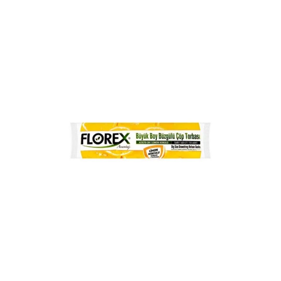 Florex Limon Kokulu Büzgülü Büyük Boy Çöp Torbası 10'lu Paket