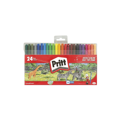 Pritt 24'lü Keçeli Kalem, Yıkanabilir Çocuk dostu su bazlı formül, 