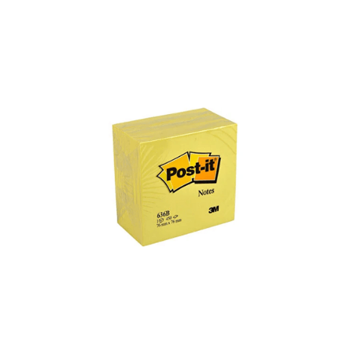 3M Post-it 636B Yapışkanlı Sarı Not Kağıdı - 450 Yaprak, 76 mm x 76 mm