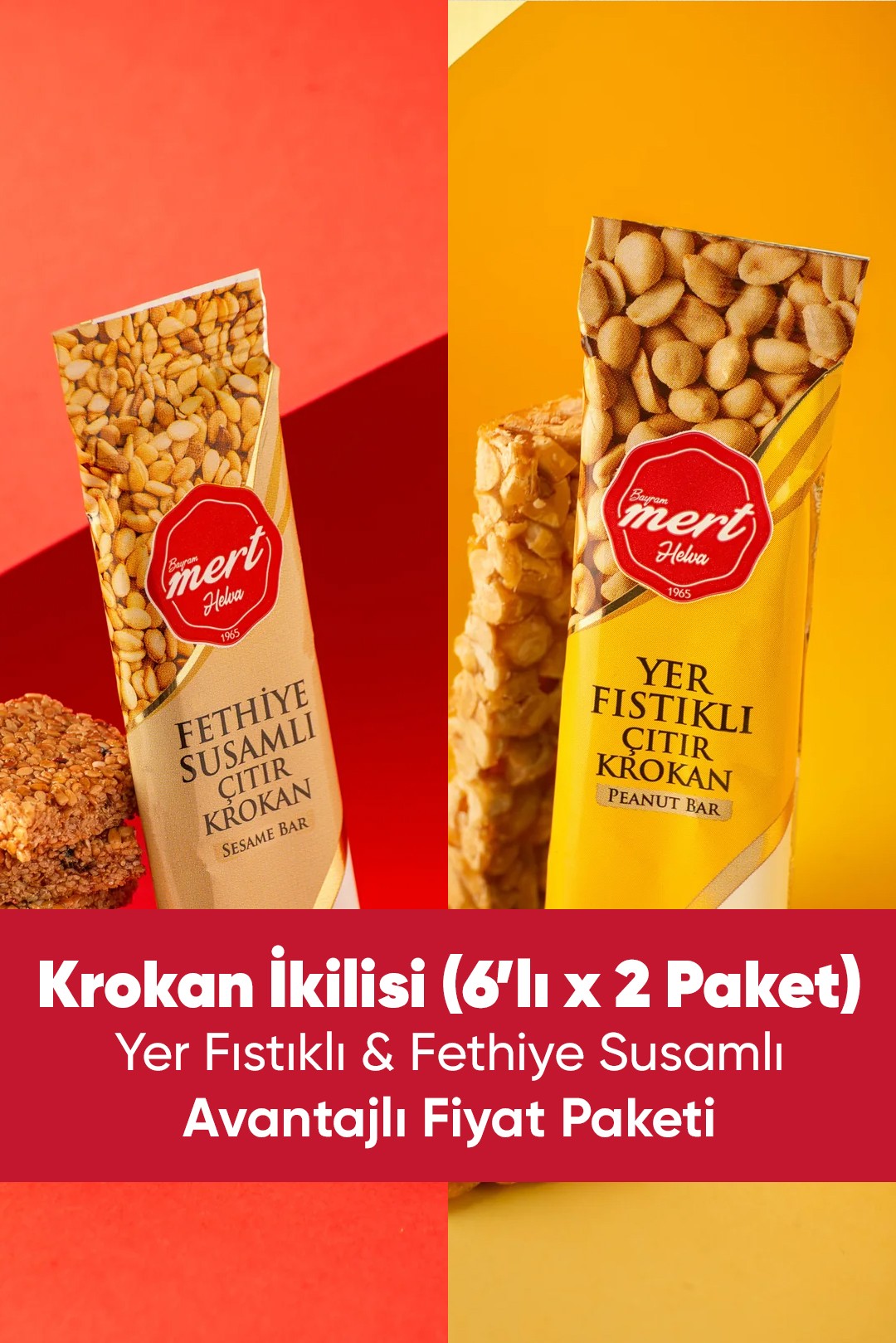 Krokan İkilisi – Yer Fıstıklı & Fethiye Susamlı (6’lı x 2 Paket)