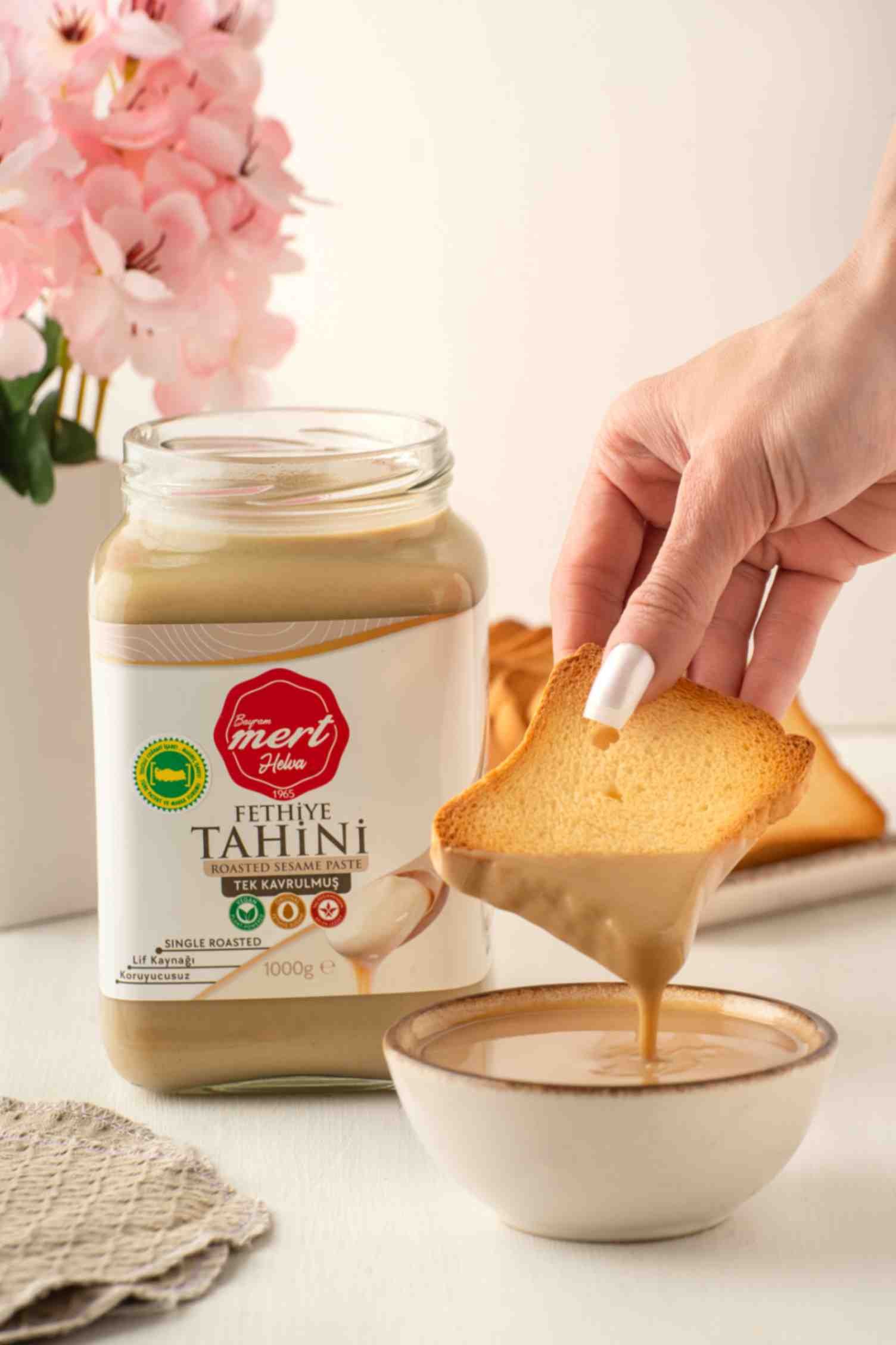 Tek Kavrulmuş Fethiye Tahini (1000 Gr Cam)