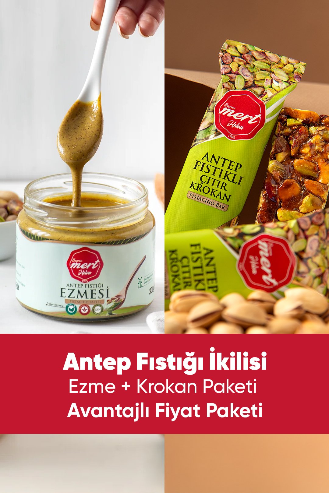 Antep Fıstığı İkilisi – Ezme + Krokan (Şeker İlavesiz 2’li Paket)