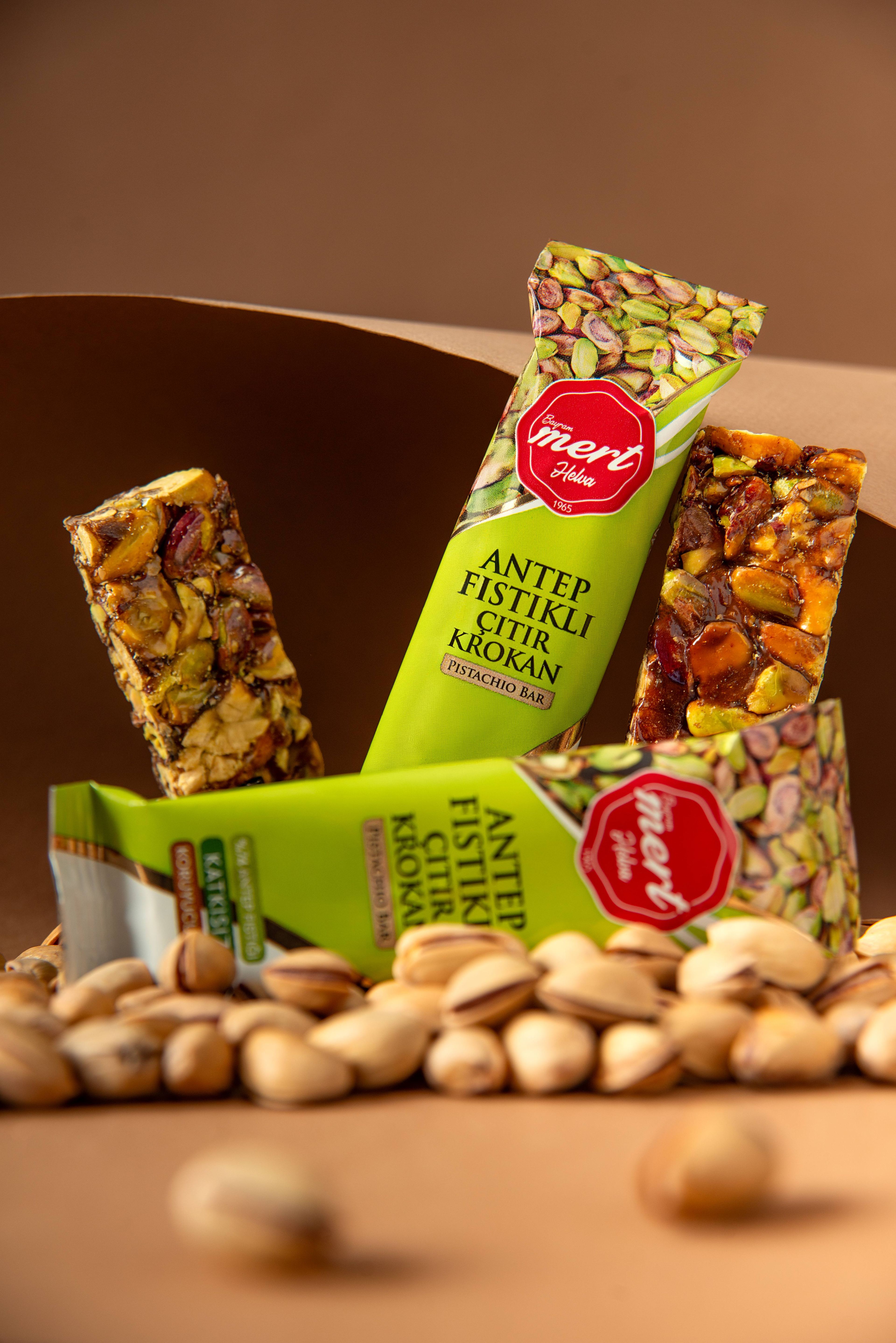 Şeker İlavesiz Antep Fıstıklı Çıtır Krokan Bar (6'LI PAKET)