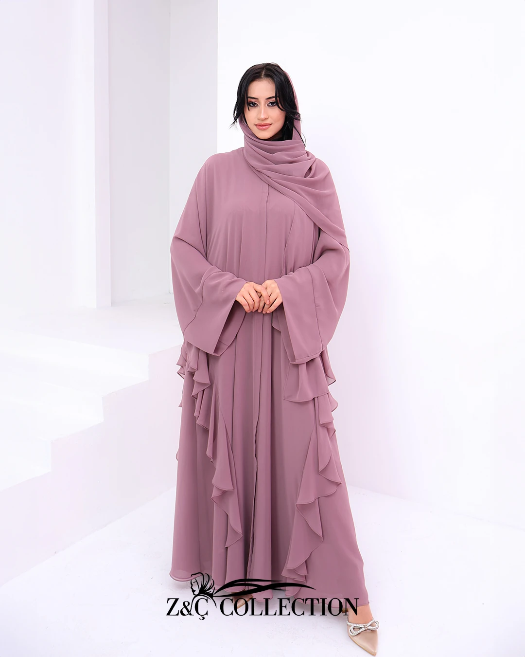 Fırfır Detaylı Özel Dikim Abaya