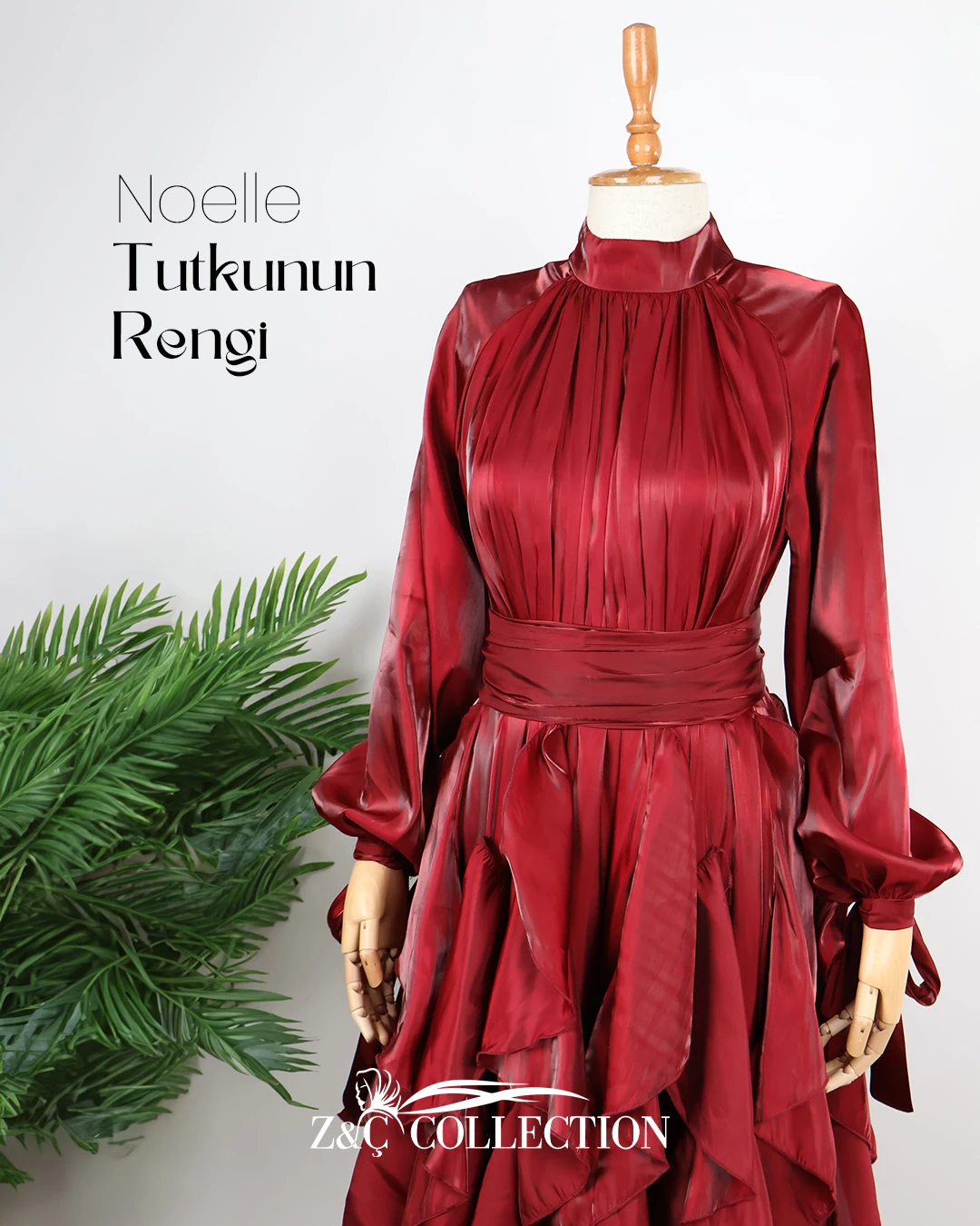 Noelle Bordo Saten Elbise