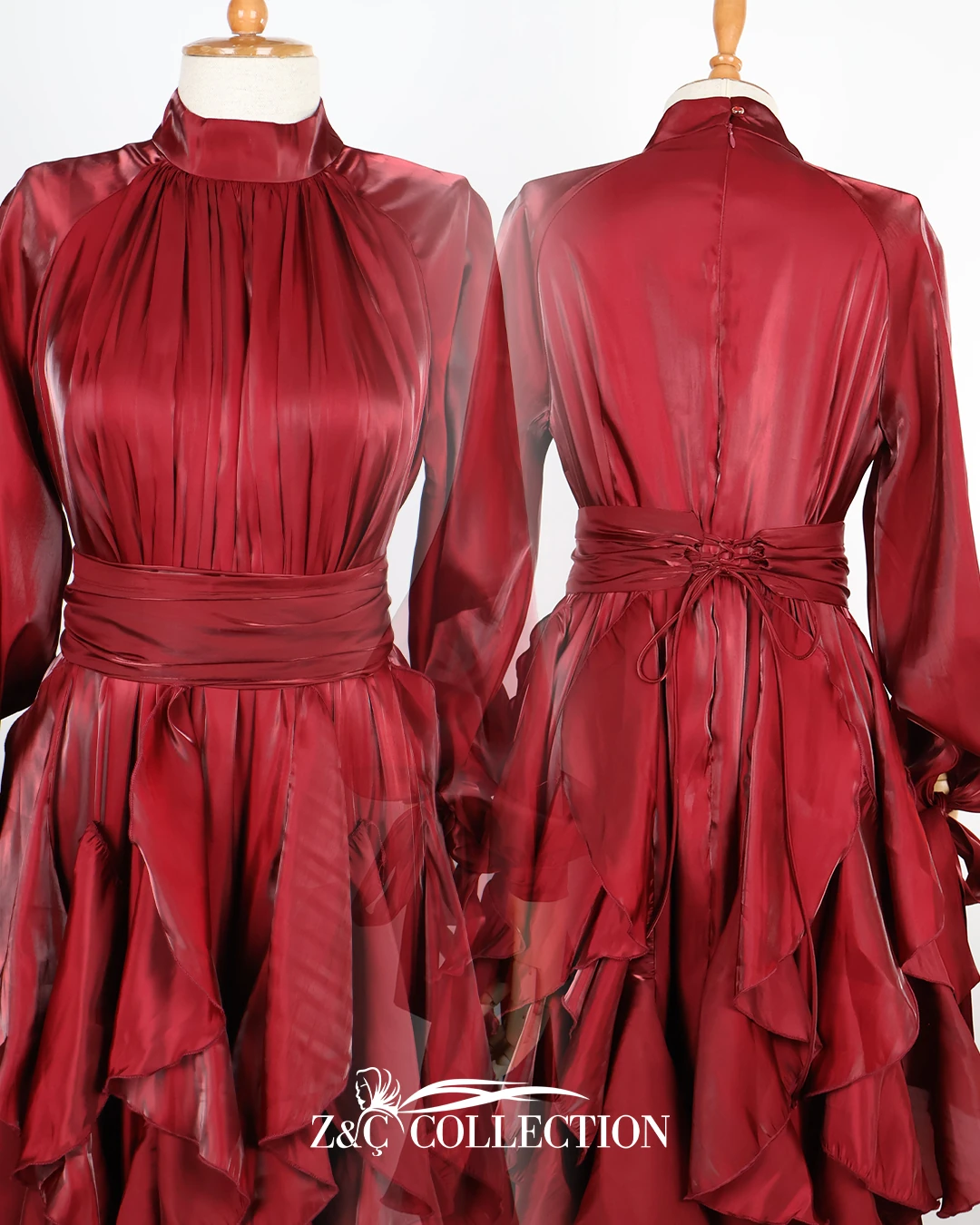 Noelle Bordo Saten Elbise