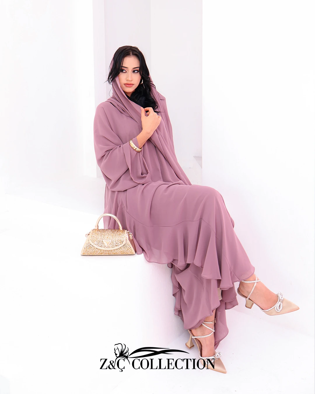 Fırfır Detaylı Özel Dikim Abaya